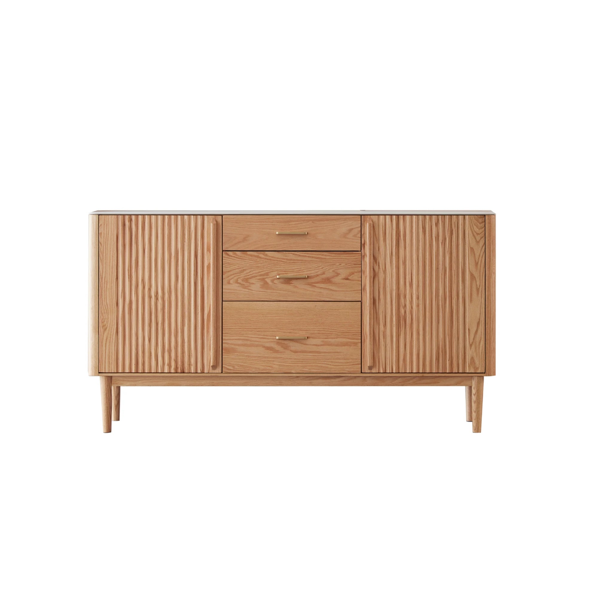 Solidwood Santa Rosa Sideboard with Sintered Stone Top, 150x42x81cm, Natural Wood