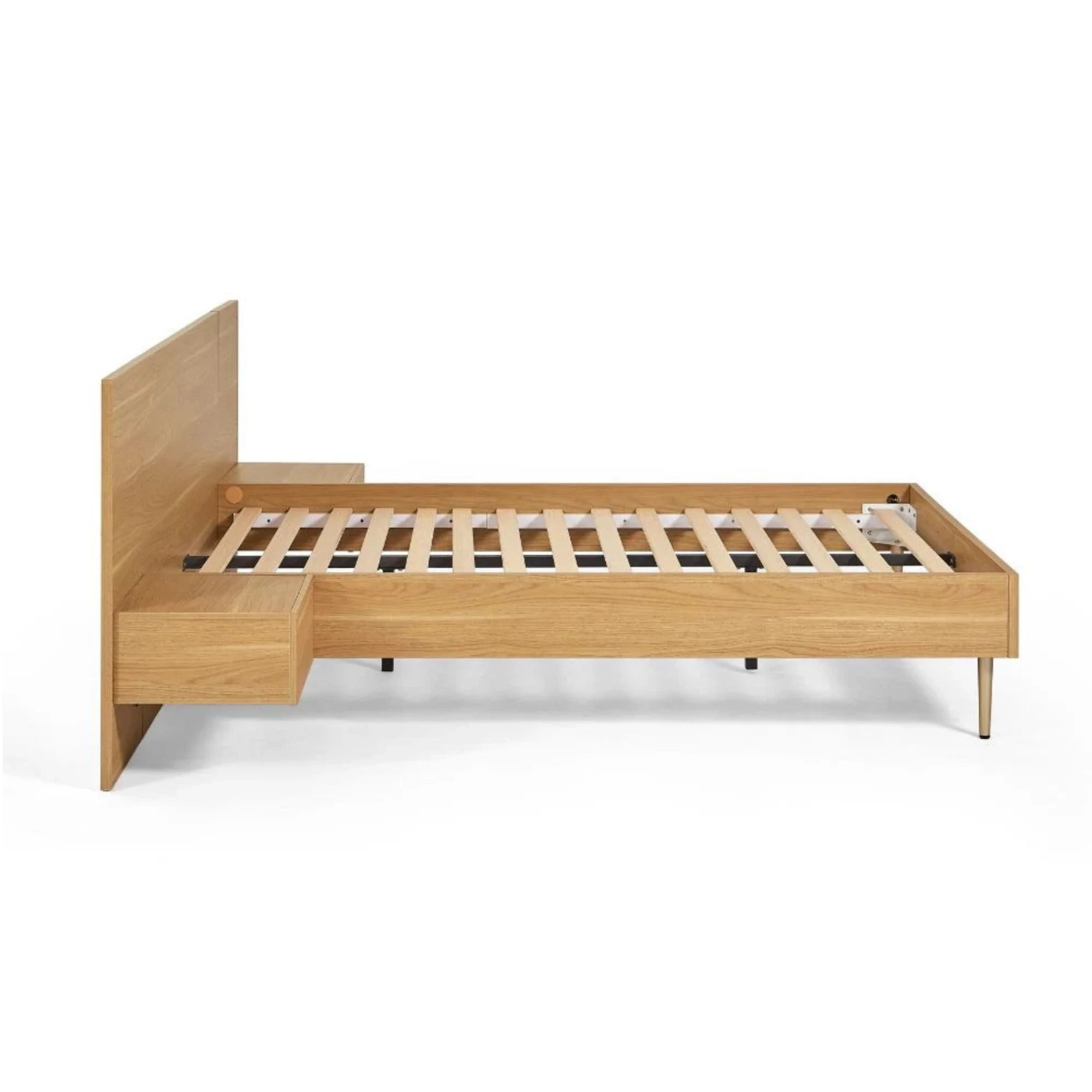 Lifely Eve Bed Frame With 2 Bedside Tables Set, Natural Wood