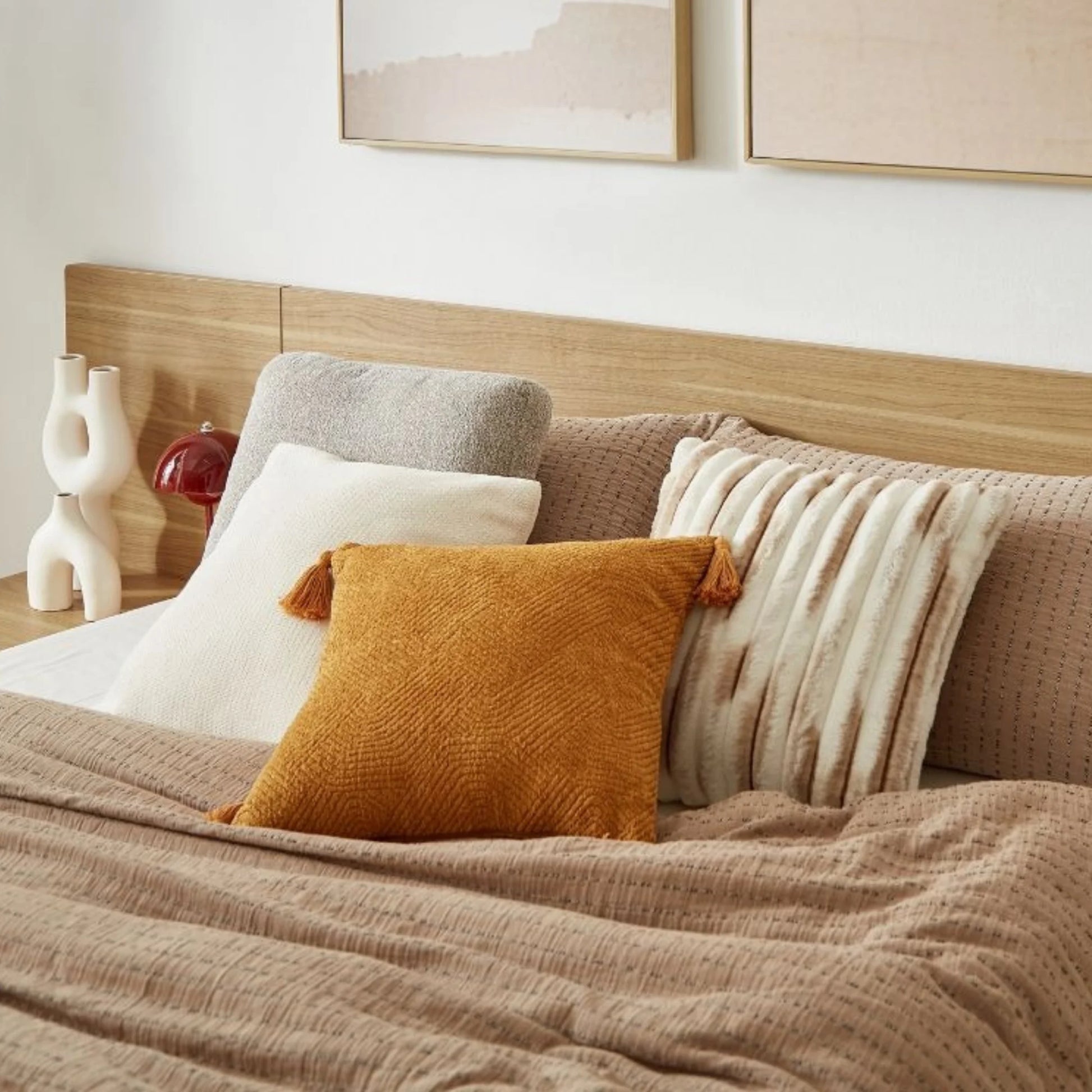 Lifely Eve Bed Frame With 2 Bedside Tables Set, Natural Wood