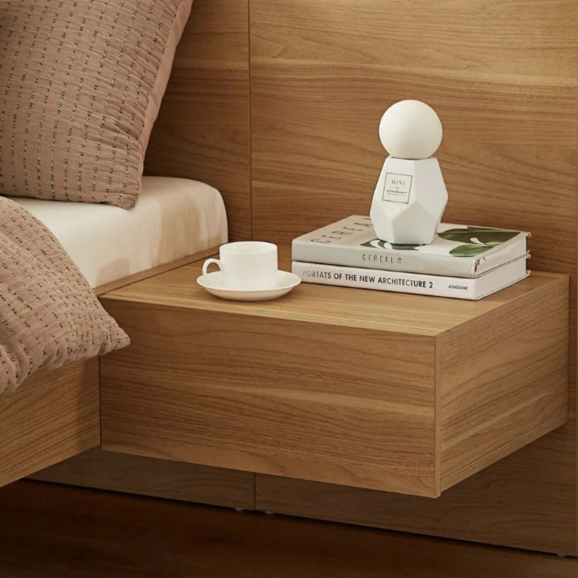 Lifely Eve Bed Frame With 2 Bedside Tables Set, Natural Wood