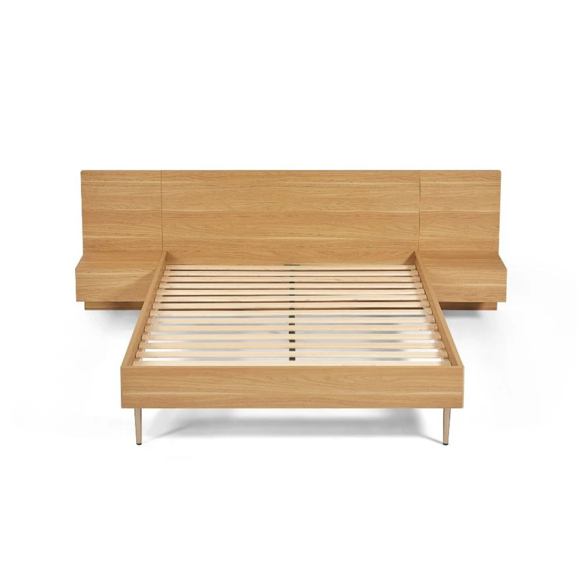 Lifely Eve Bed Frame With 2 Bedside Tables Set, Natural Wood