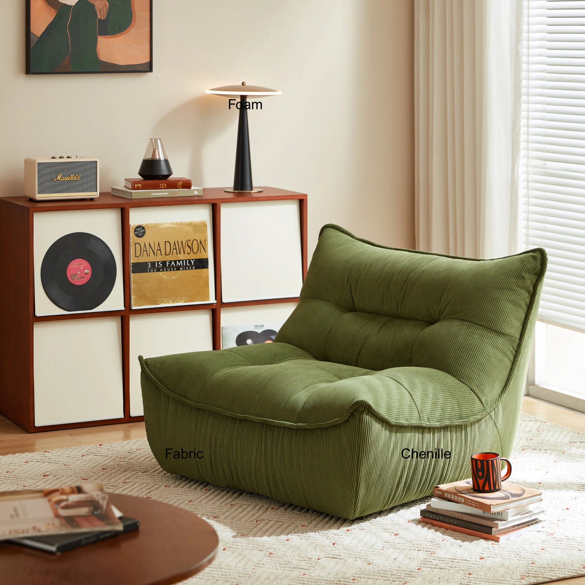Linspire Eloni Corduroy Lounge Chair, Green
