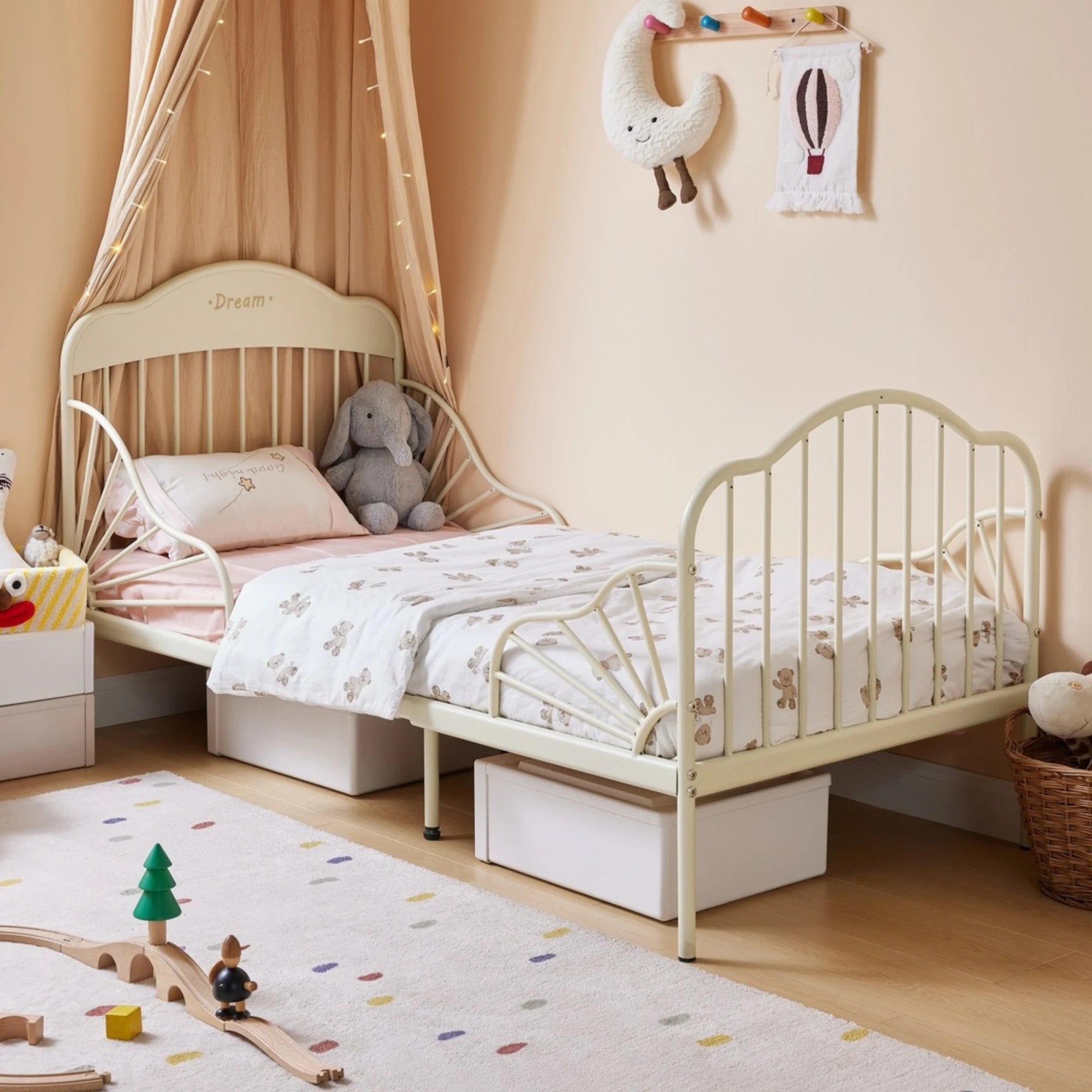 Linspire Lucia Extendable Kids Bed Frame, 81x201cm, Creamy White