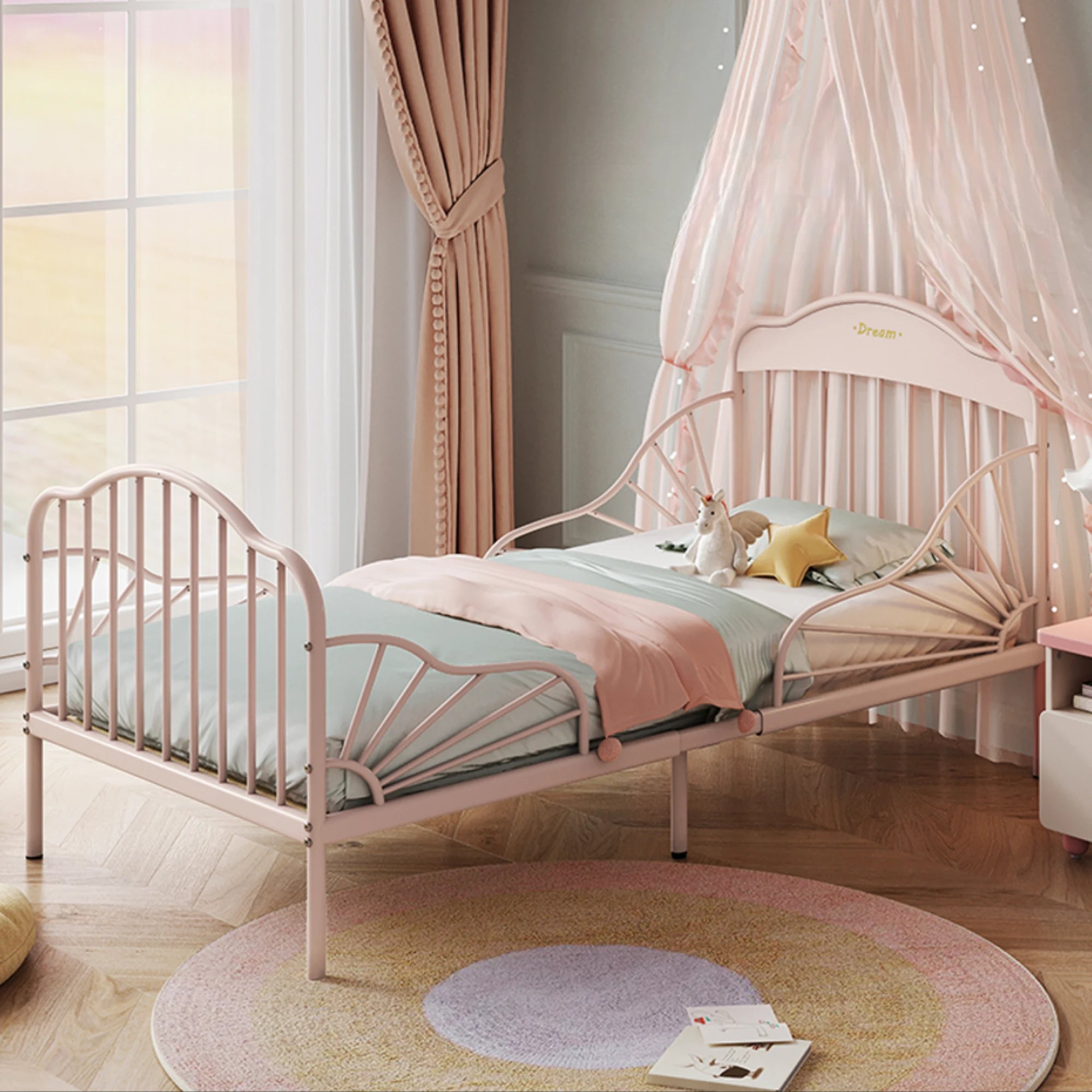 Linspire Lucia Extendable Kids Bed Frame, 81x201cm, Pink