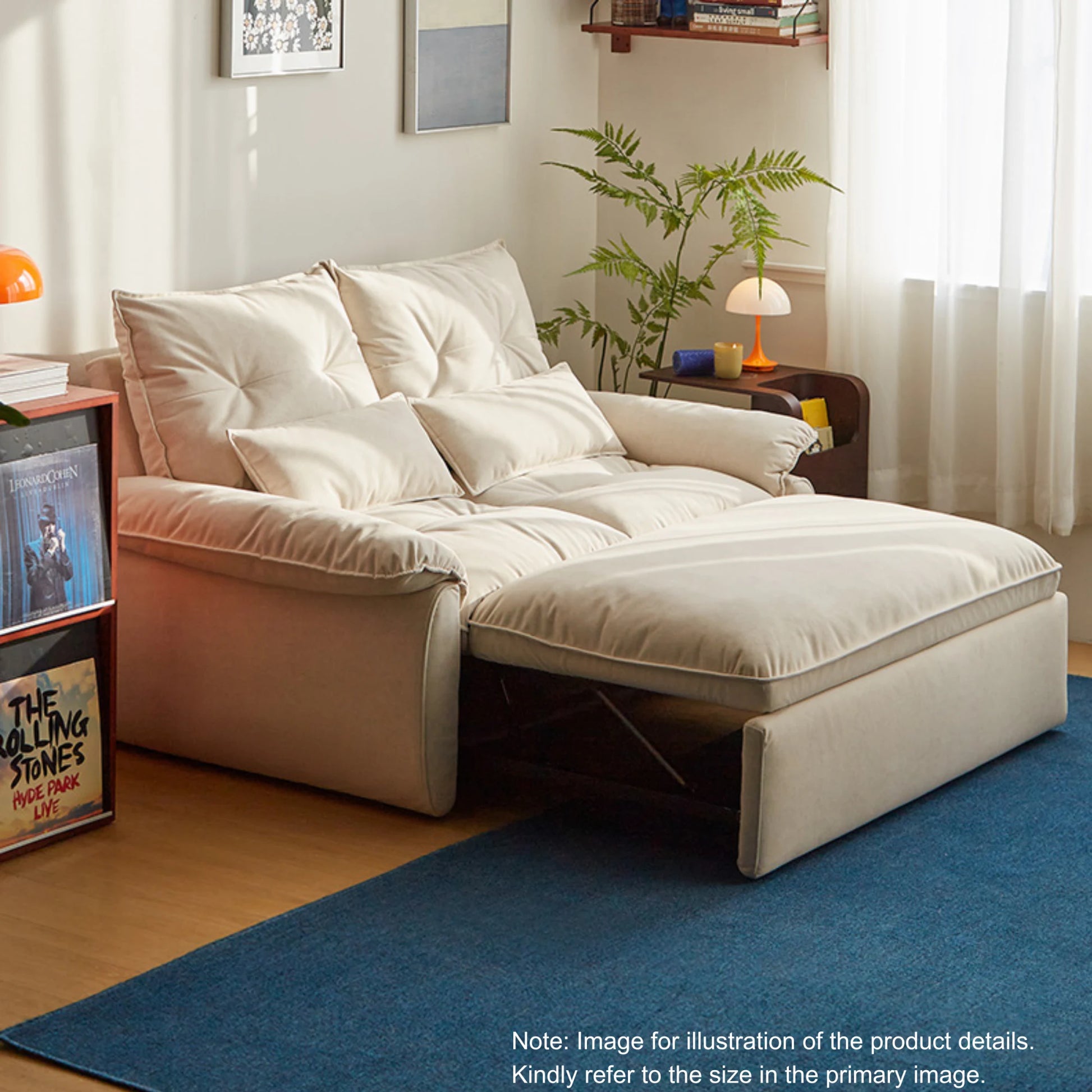 Linspire Rilla 1-Seater Sofa Bed, Velvet-Like Fabric, White