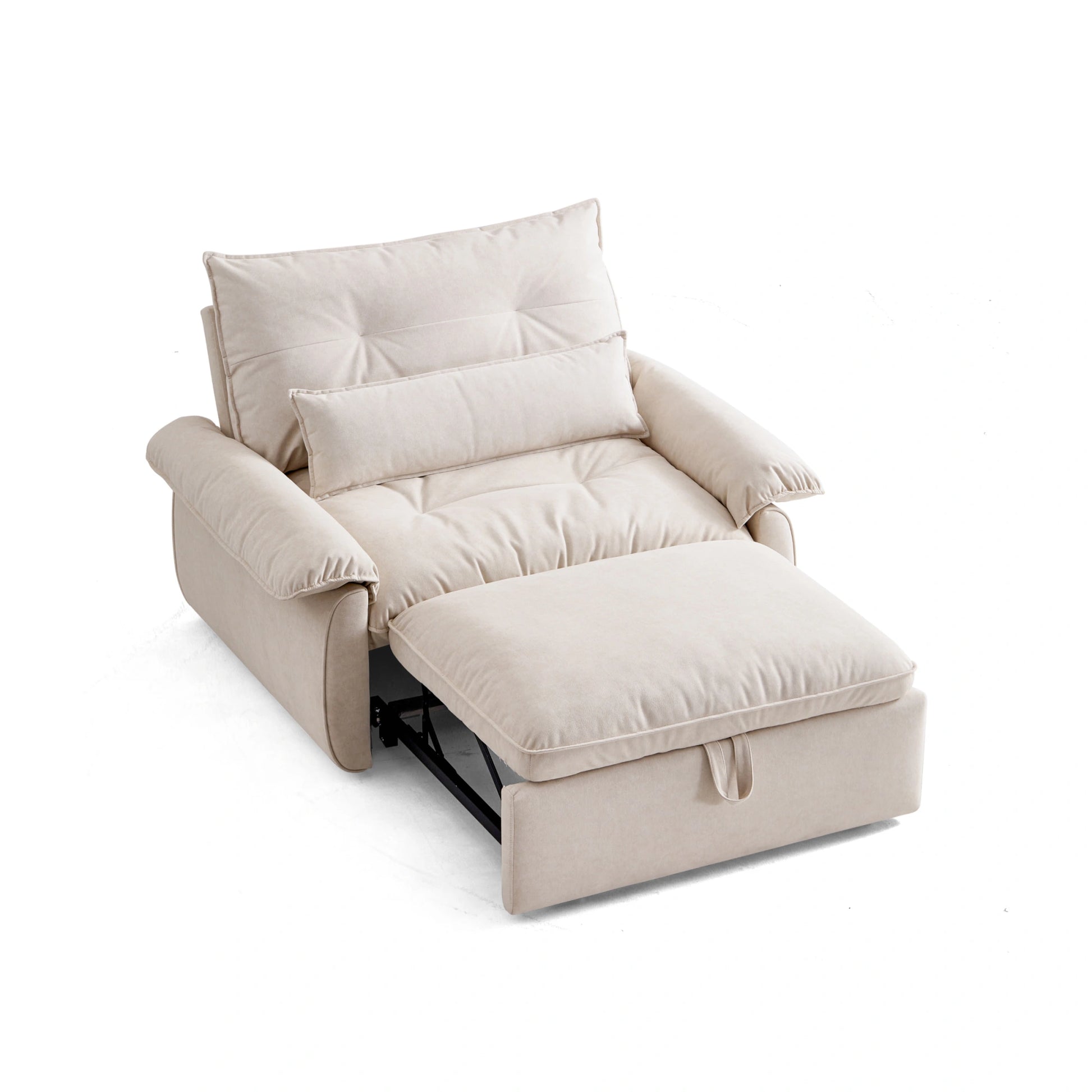 Linspire Rilla 1-Seater Sofa Bed, Velvet-Like Fabric, White