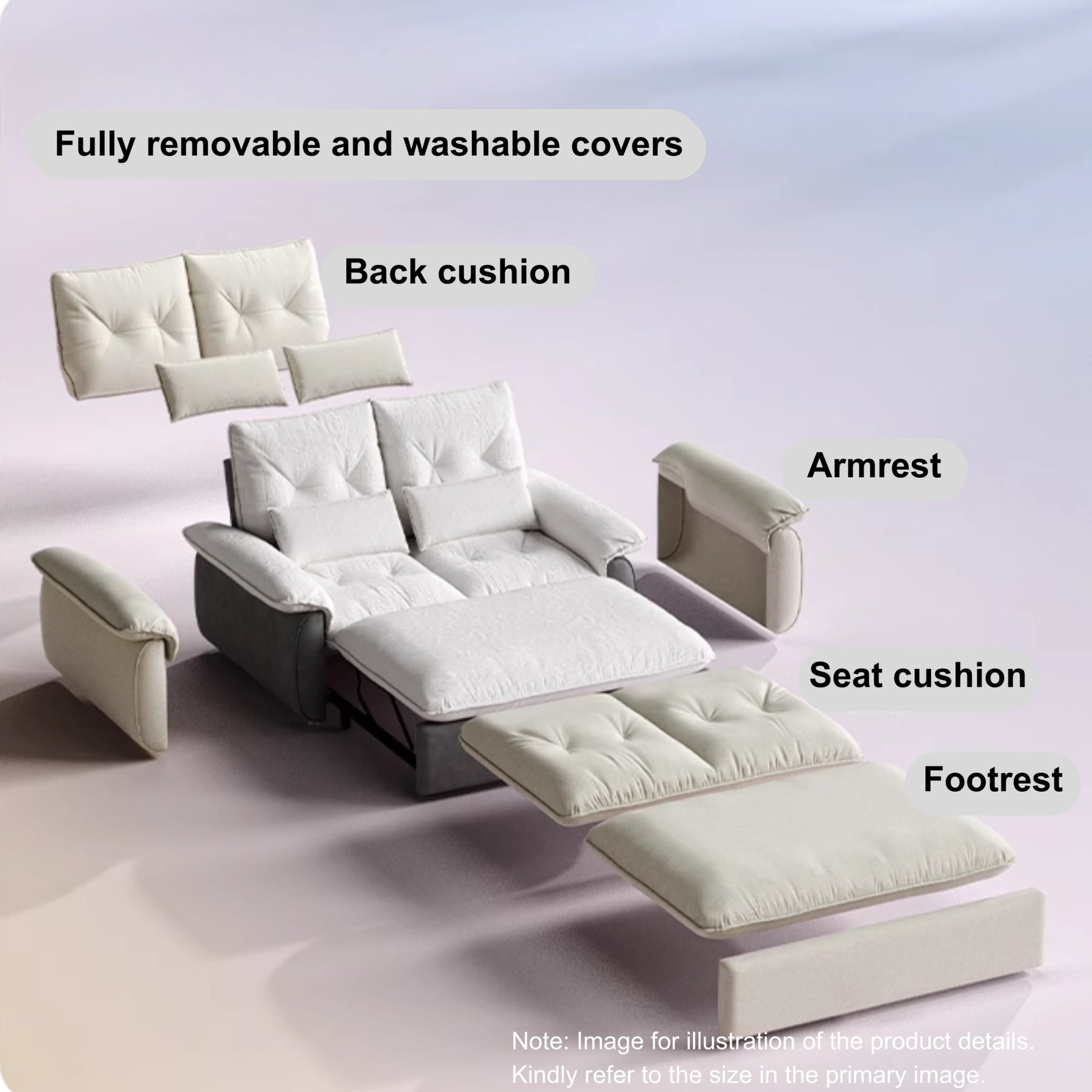 Linspire Rilla 1-Seater Sofa Bed, Velvet-Like Fabric, White