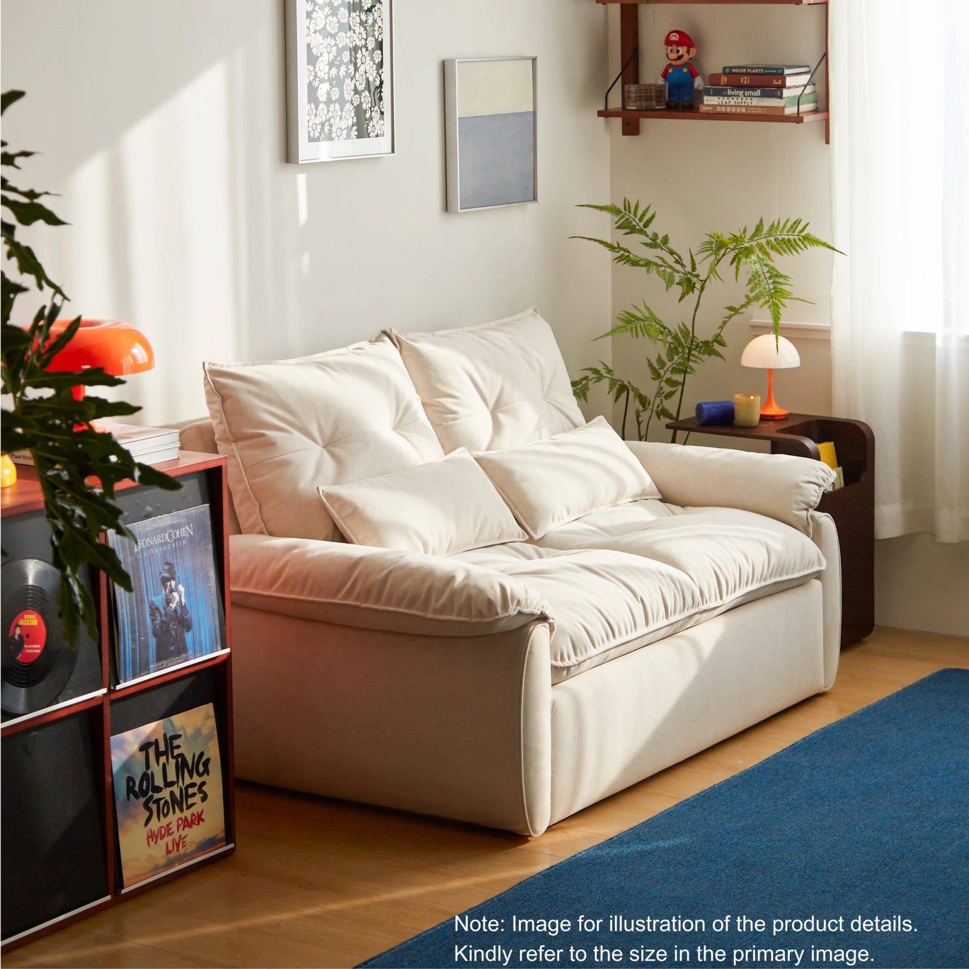 Linspire Rilla 1-Seater Sofa Bed, Velvet-Like Fabric, White
