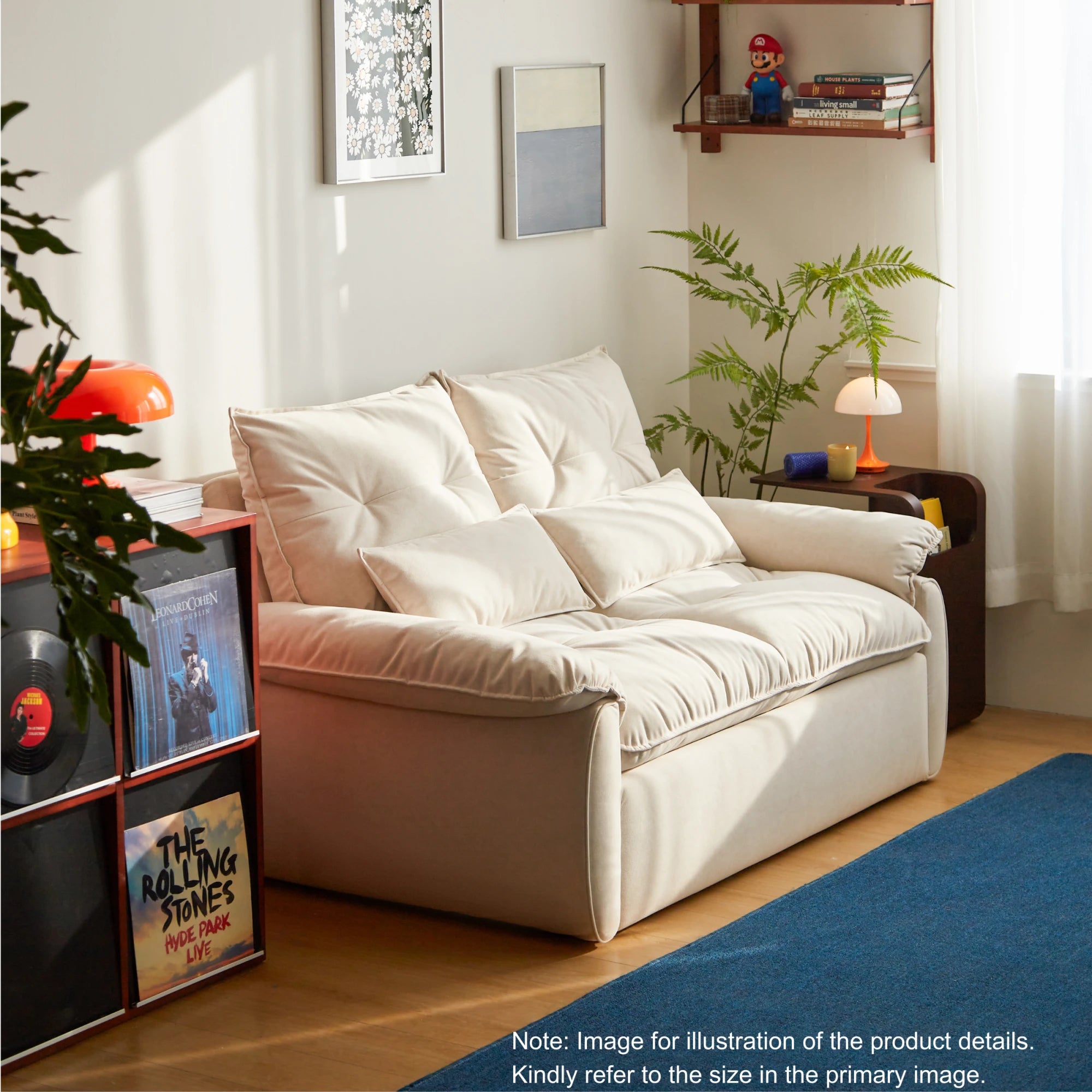 Linspire Rilla 1-Seater Sofa Bed, Velvet-Like Fabric, White