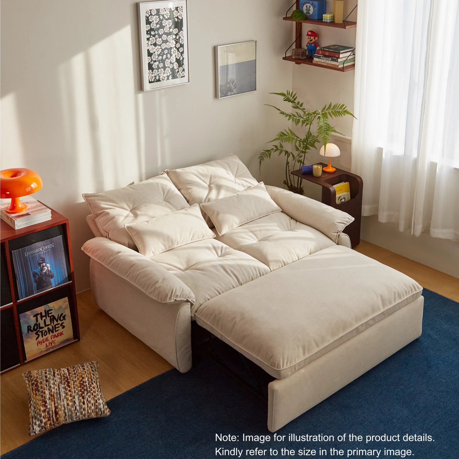 Linspire Rilla 1-Seater Sofa Bed, Velvet-Like Fabric, White