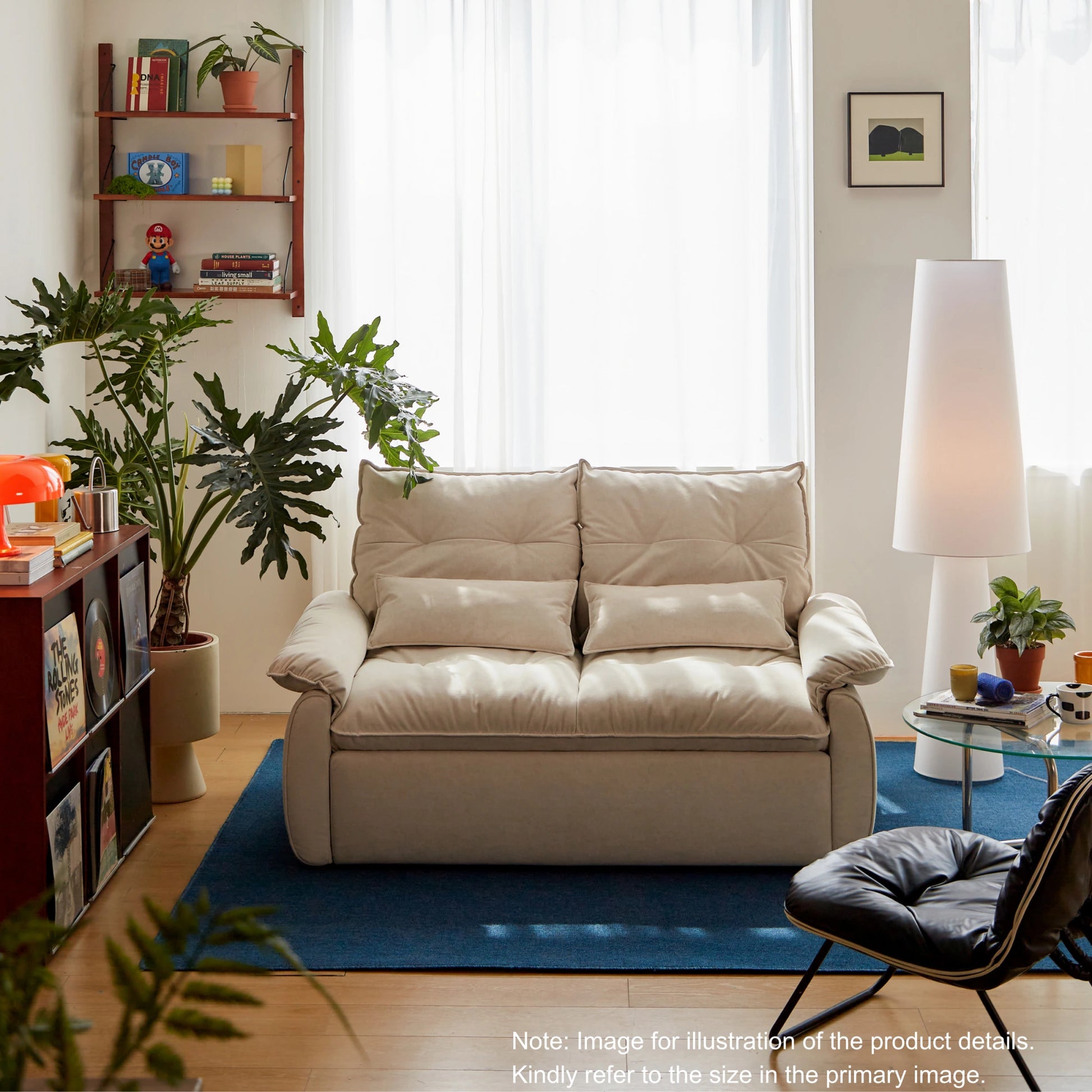 Linspire Rilla 1-Seater Sofa Bed, Velvet-Like Fabric, White