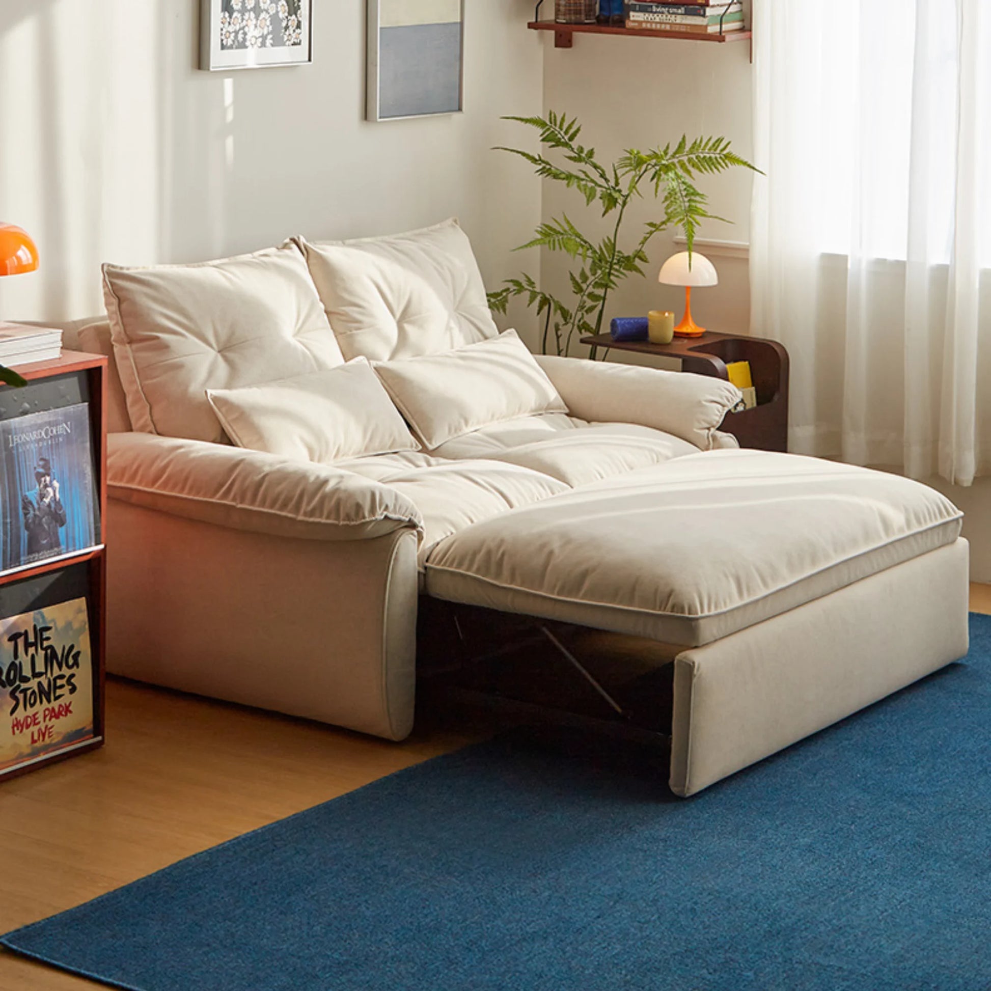 Linspire Rilla 2-Seater Sofa Bed, Velvet-Like Fabric, White