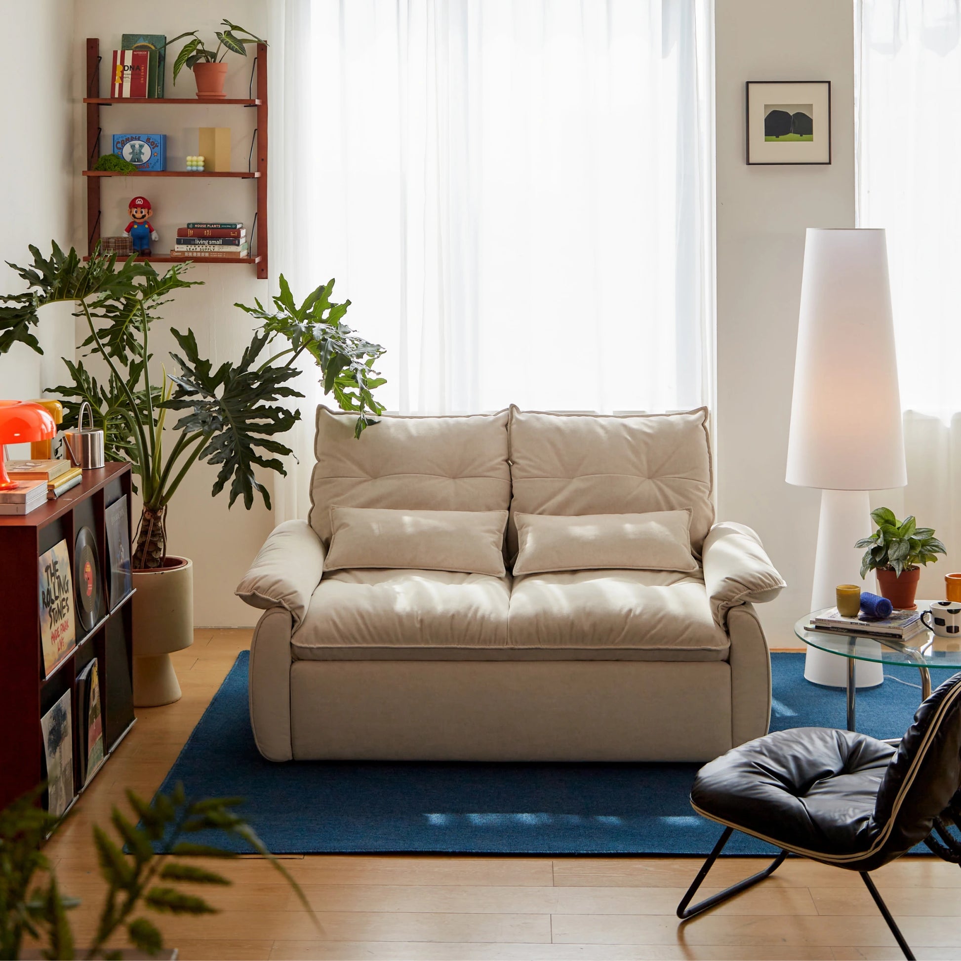Linspire Rilla 2-Seater Sofa Bed, Velvet-Like Fabric, White