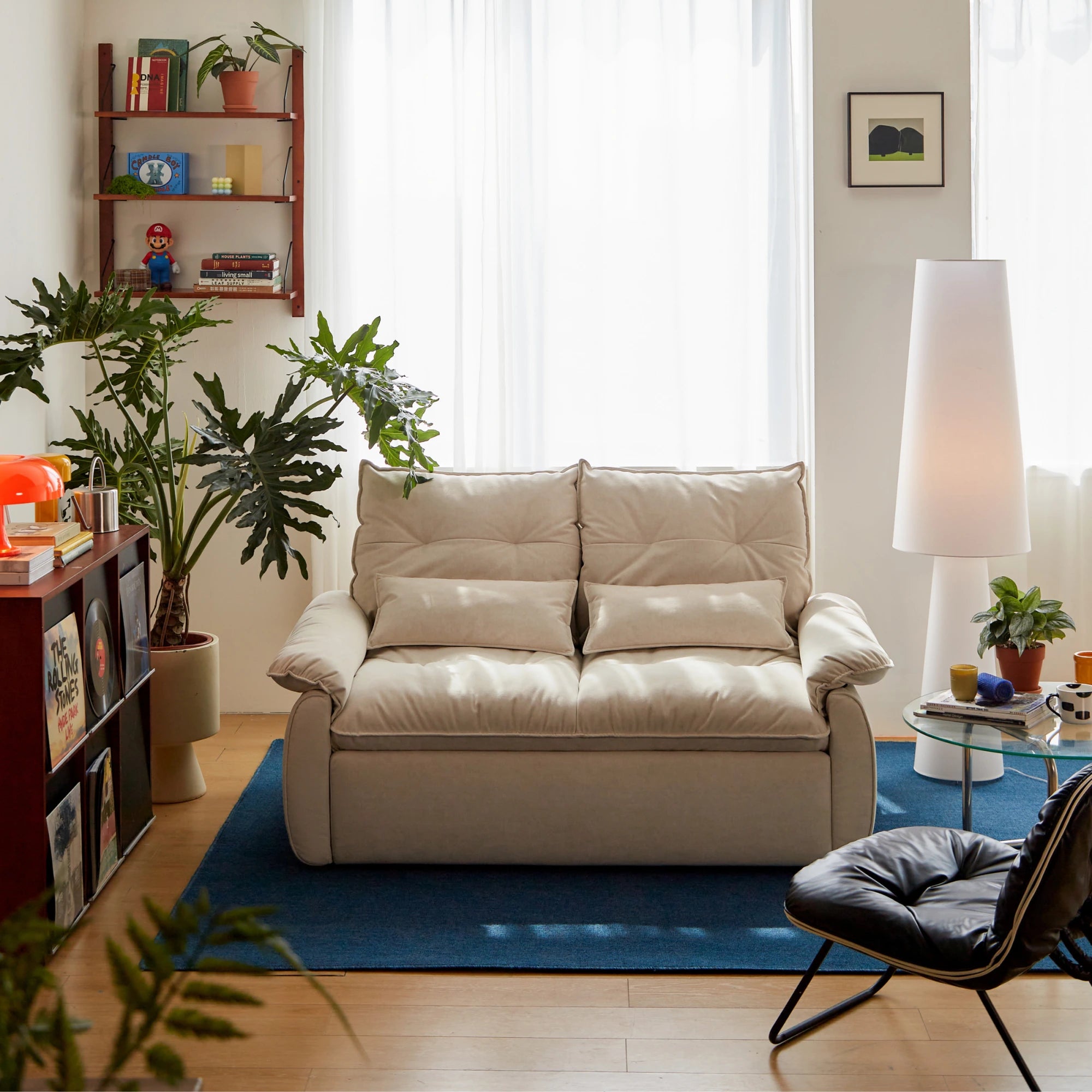 Linspire Rilla 2-Seater Sofa Bed, Velvet-Like Fabric, White
