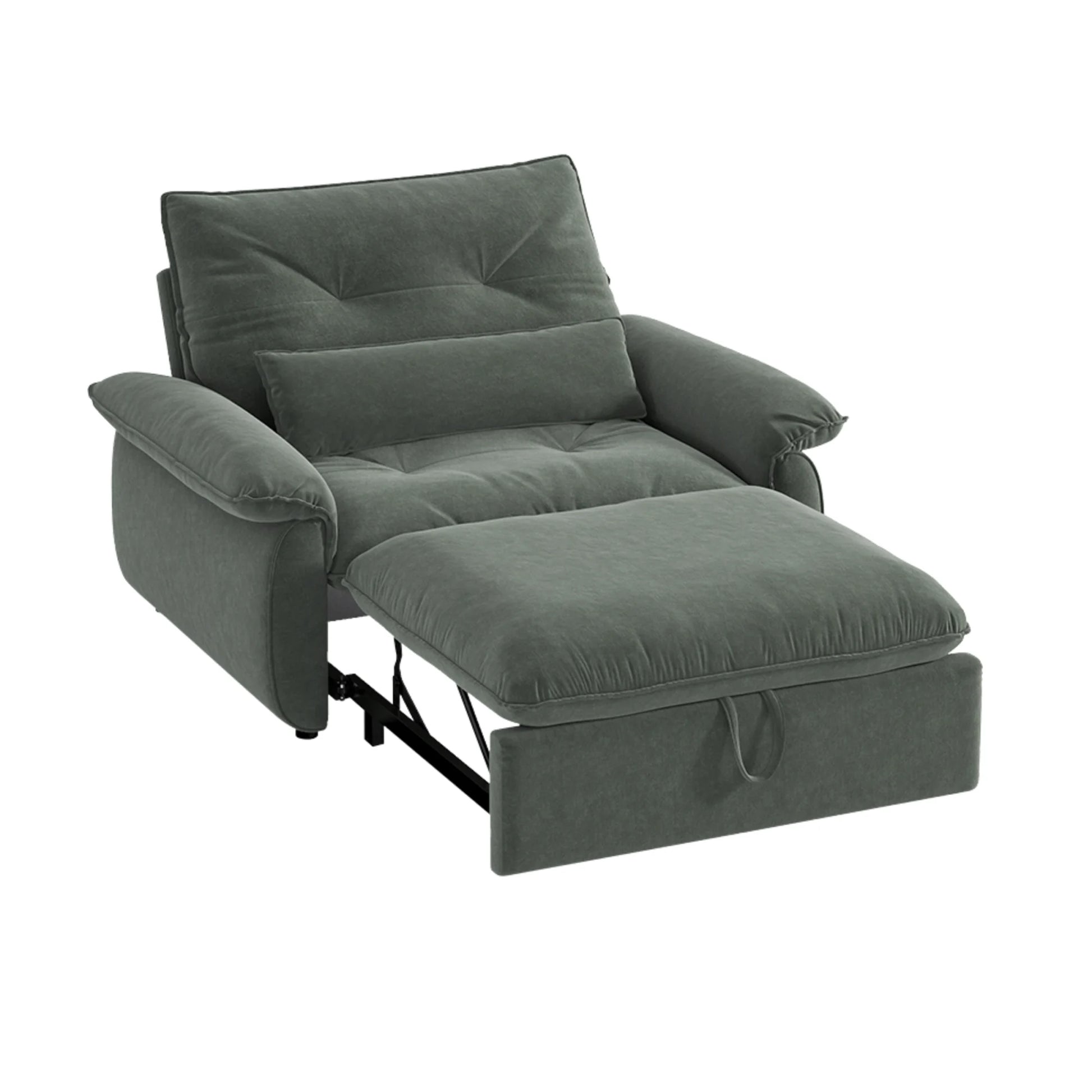 Linspire Rilla 1-Seater Sofa Bed, Velvet-Like Fabric, Charcoal Green