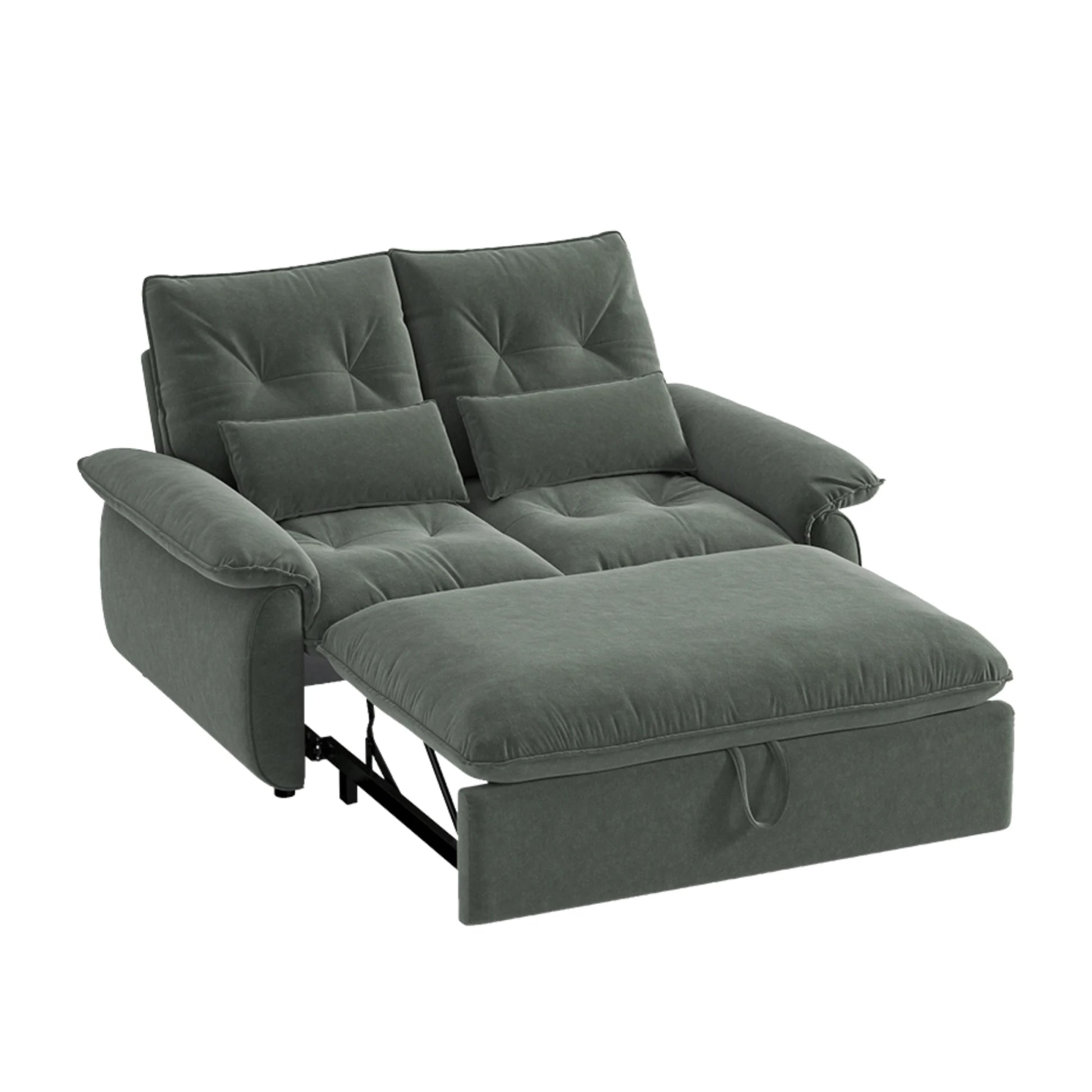 Linspire Rilla 2-Seater Sofa Bed, Velvet-Like Fabric, Charcoal Green