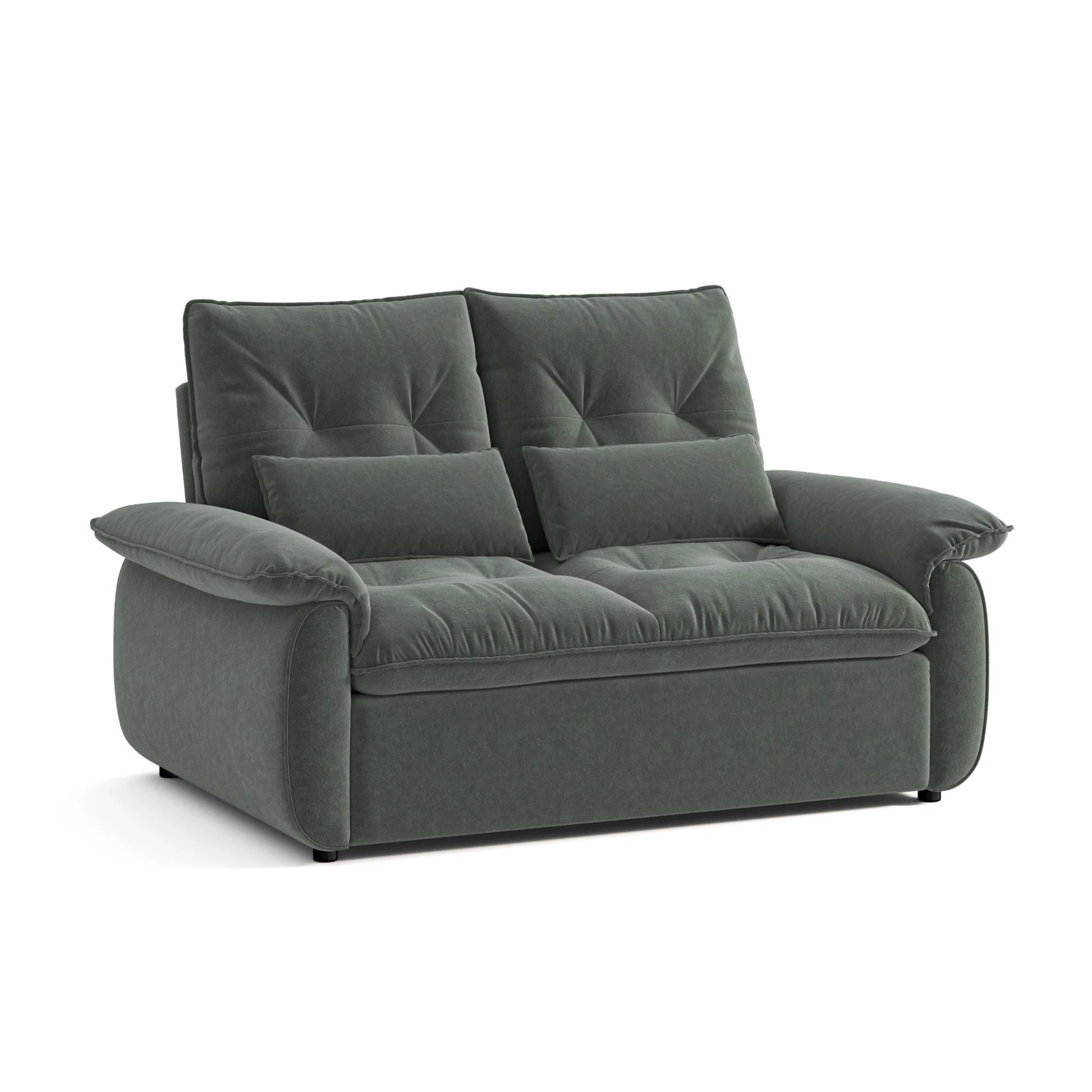 Linspire Rilla 2-Seater Sofa Bed, Velvet-Like Fabric, Charcoal Green