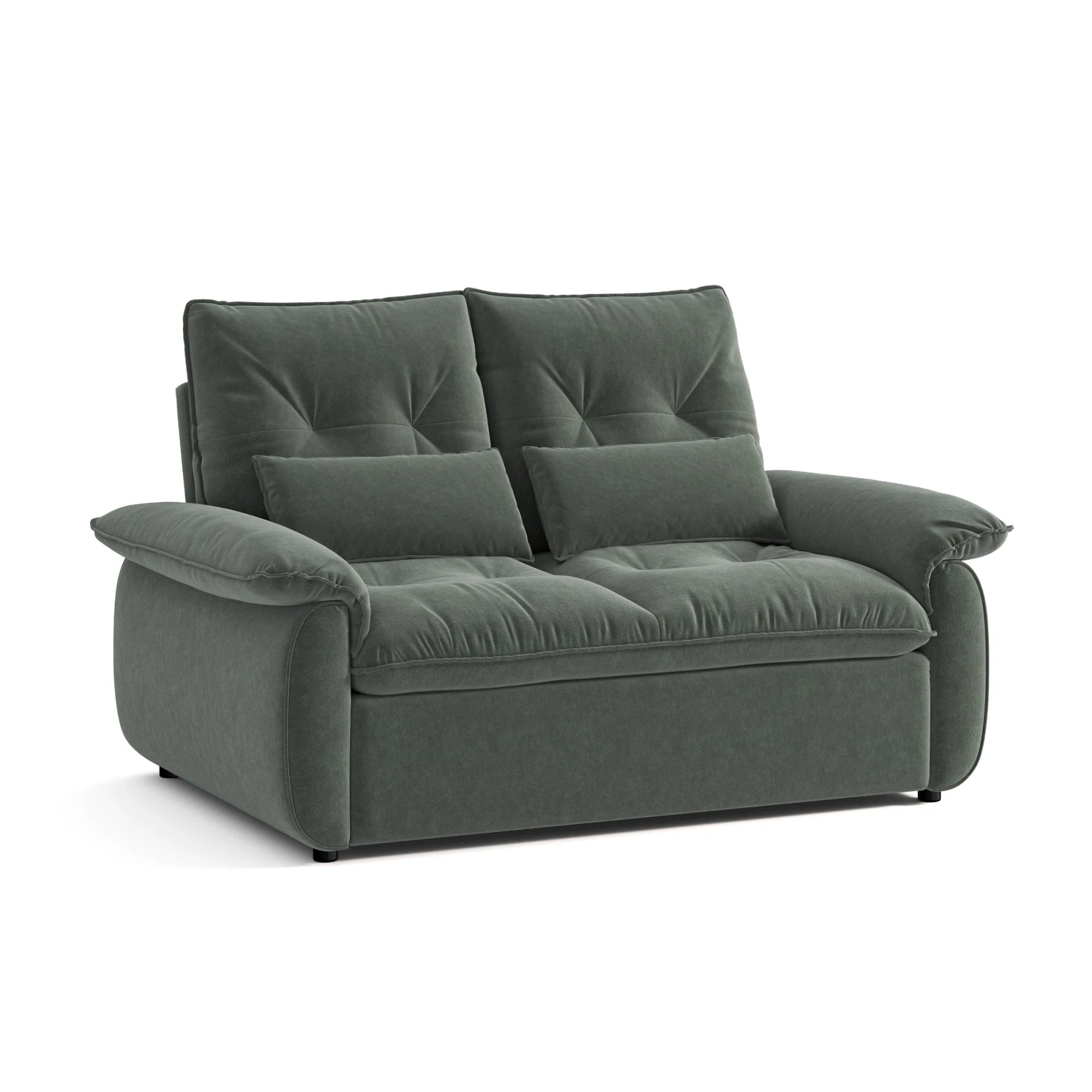 Linspire Rilla 2-Seater Sofa Bed, Velvet-Like Fabric, Charcoal Green