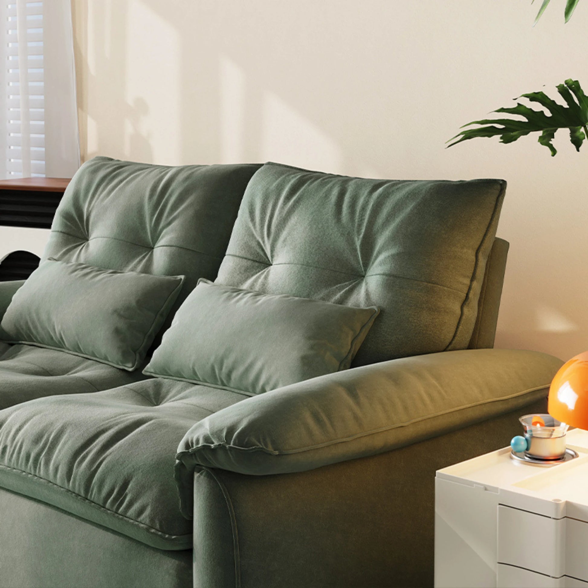 Linspire Rilla 2-Seater Sofa Bed, Velvet-Like Fabric, Charcoal Green