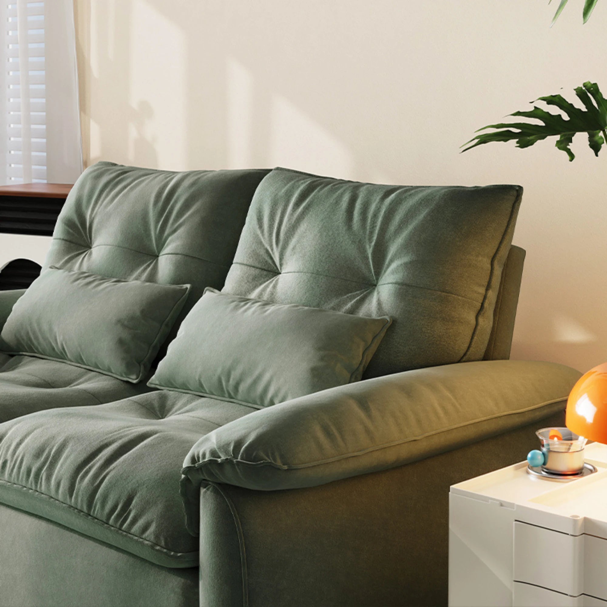 Linspire Rilla 2-Seater Sofa Bed, Velvet-Like Fabric, Charcoal Green