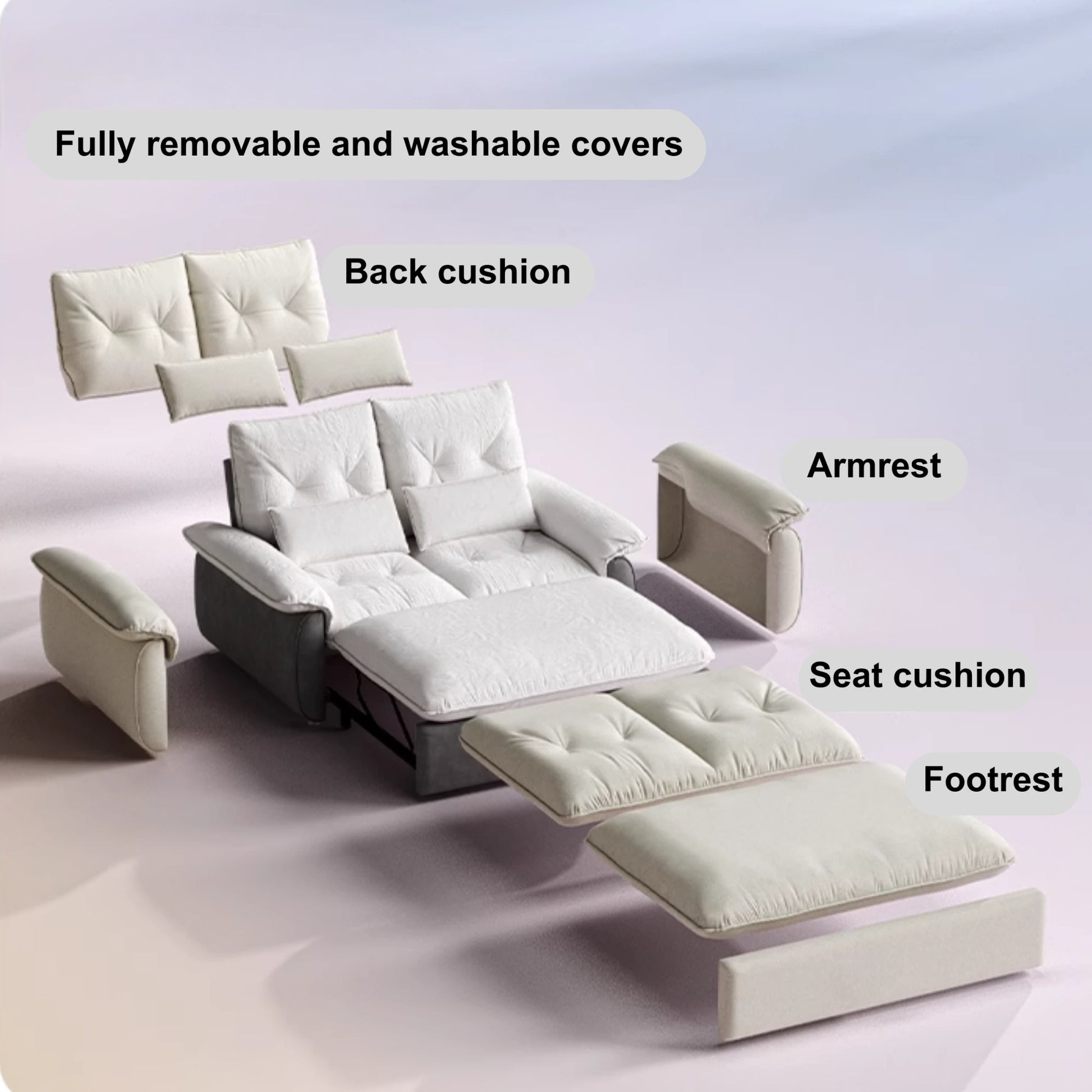 Linspire Rilla 3-Seater Sofa Bed, Velvet-Like Fabric, White