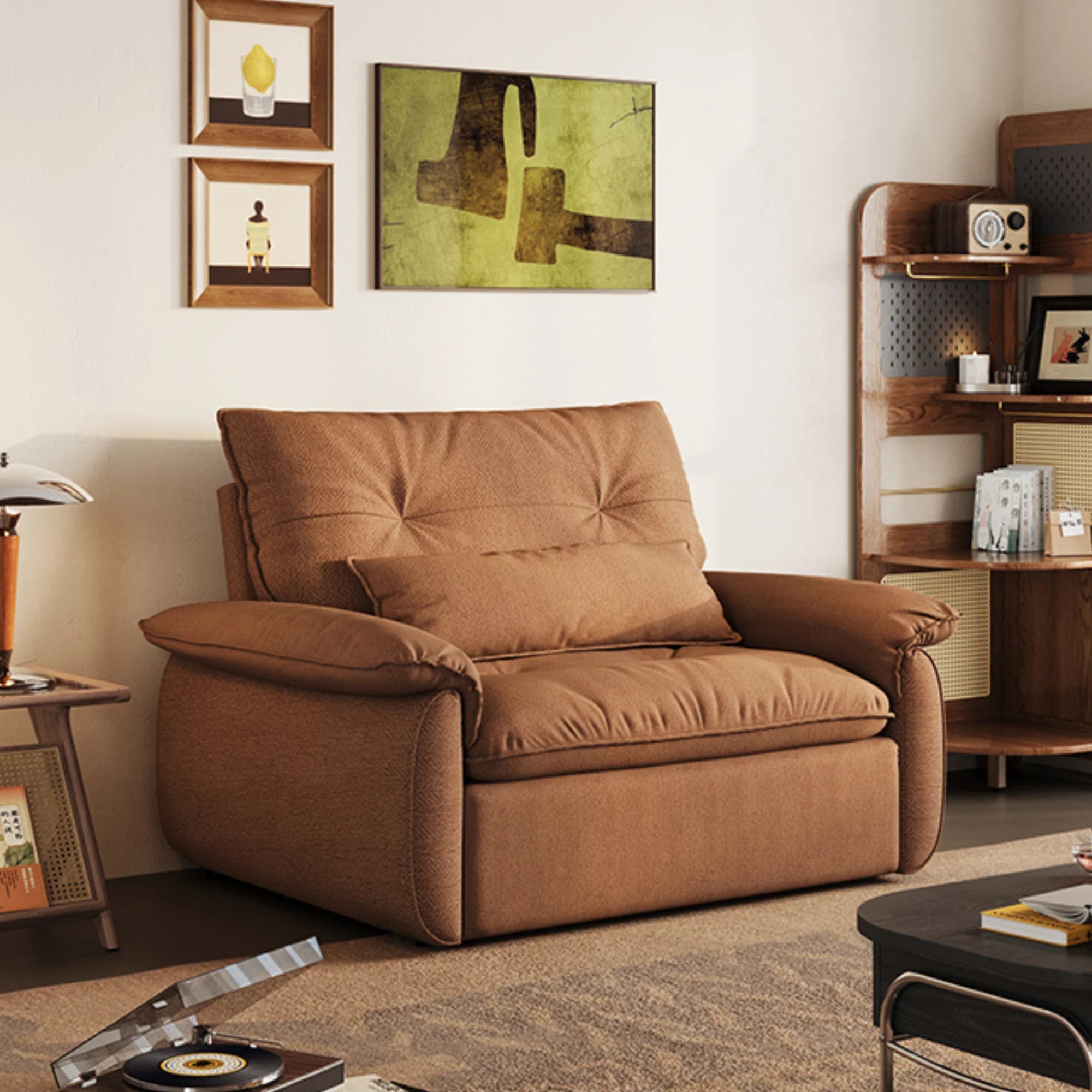 Linspire Rilla 1-Seater Sofa Bed, Linen-Look Fabric, Brown