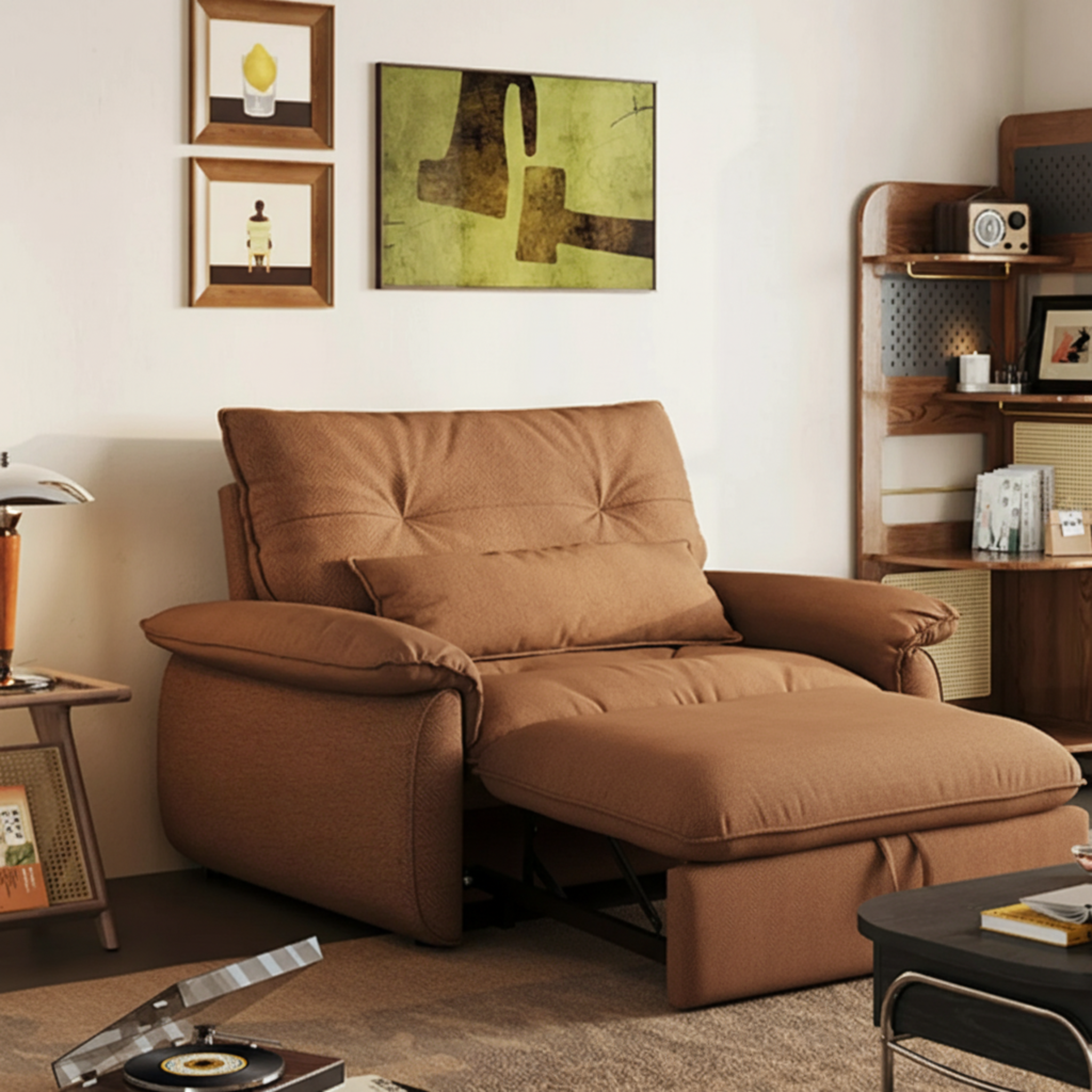 Linspire Rilla 1-Seater Sofa Bed, Linen-Look Fabric, Brown