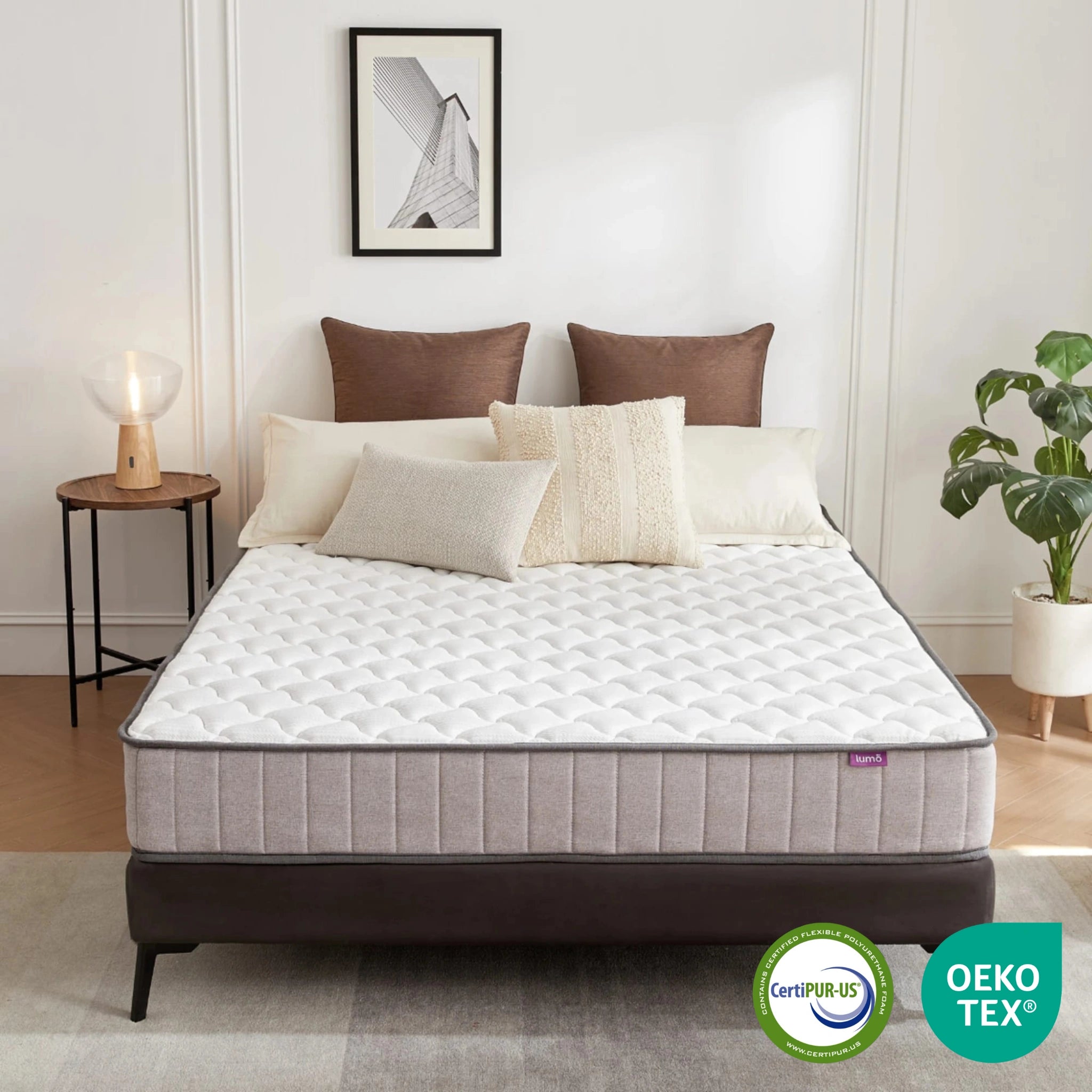 Lumo Comfort Hybrid Mattress, Medium Firm, White, Grey