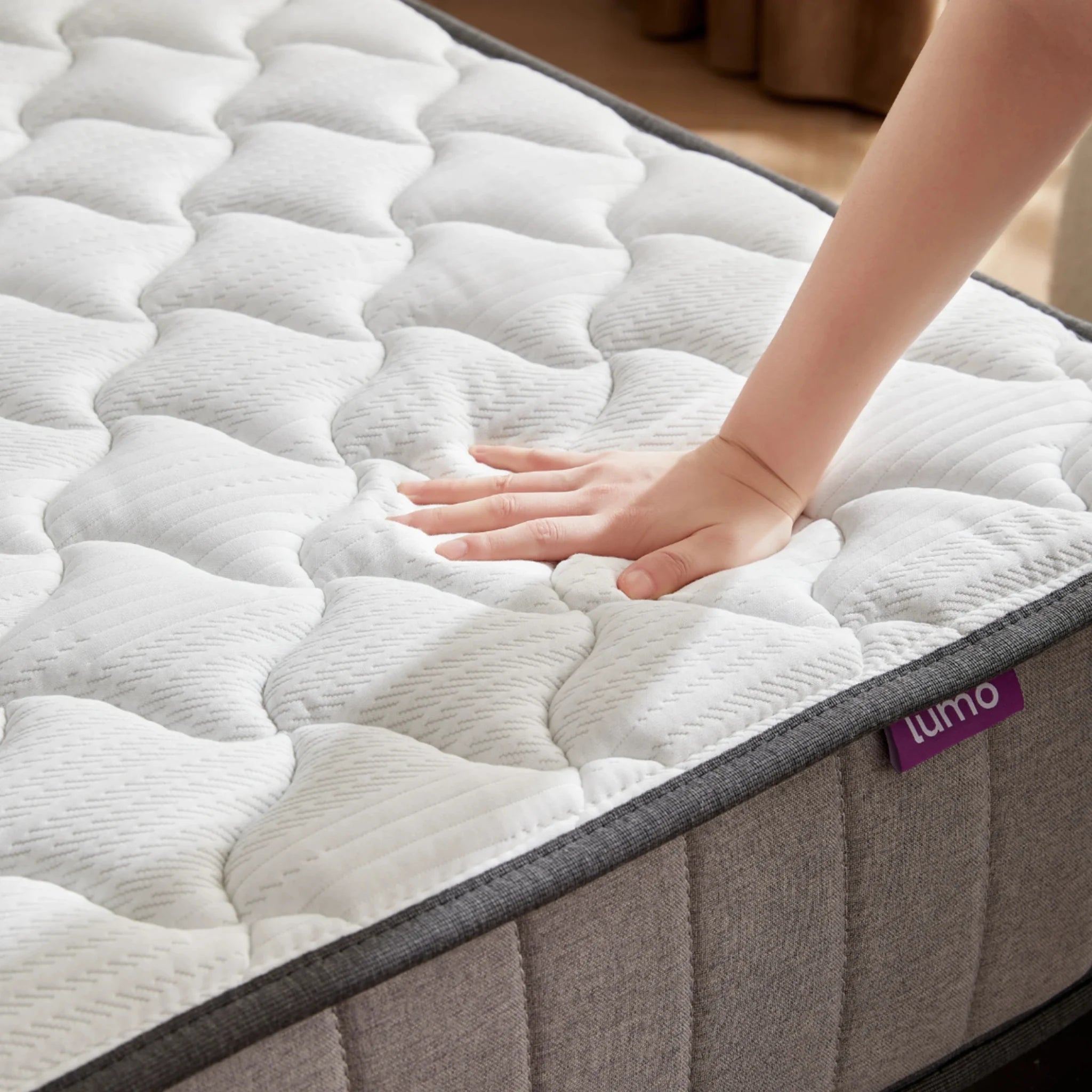 Lumo Comfort Hybrid Mattress, Medium Firm, White, Grey