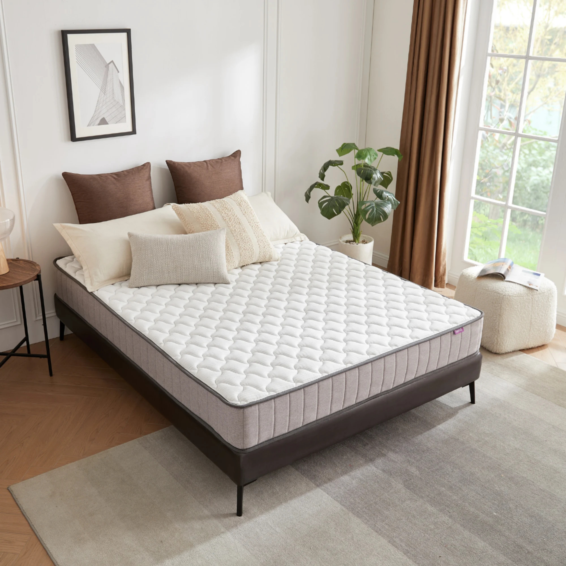 Lumo Comfort Hybrid Mattress, Medium Firm, White, Grey