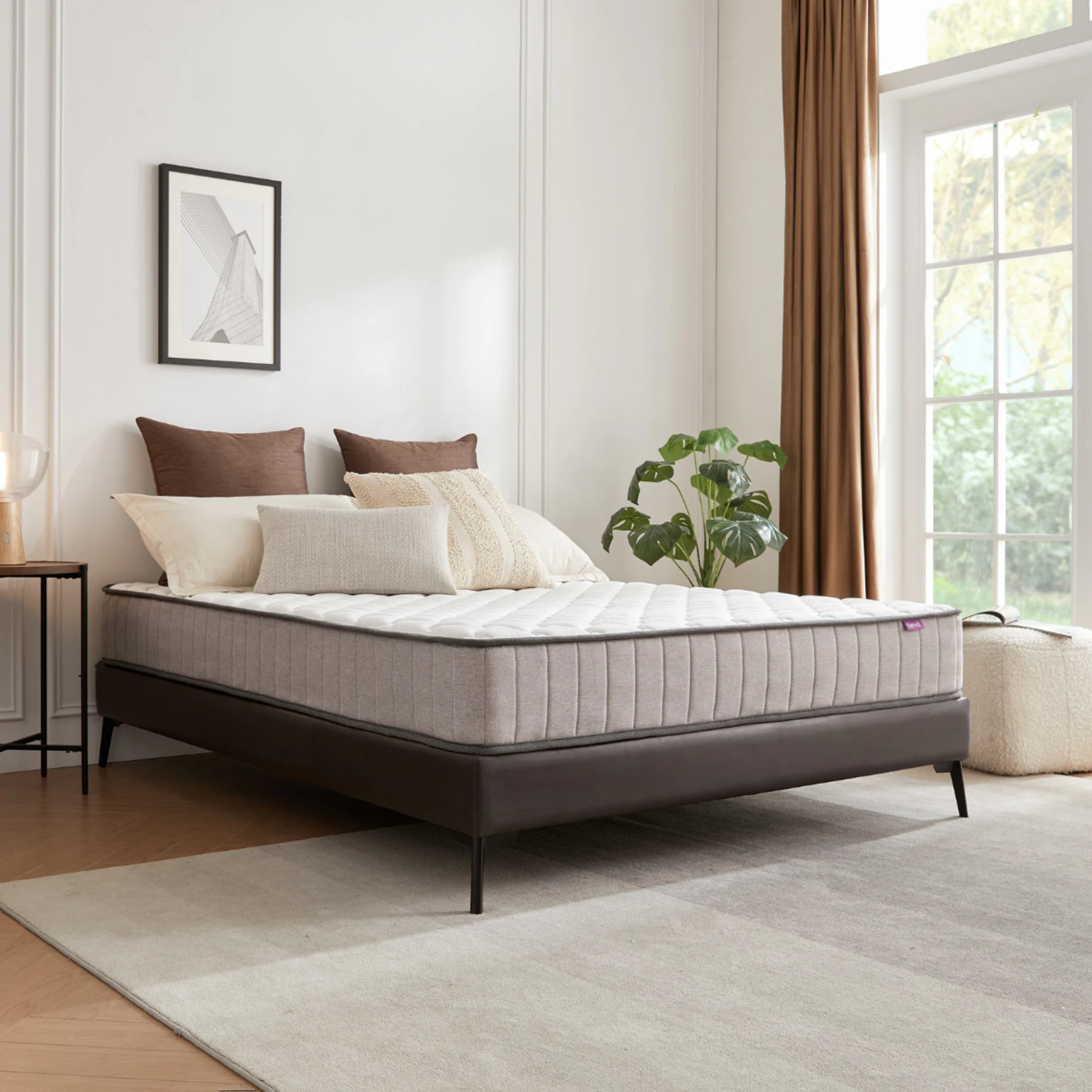 Lumo Comfort Hybrid Mattress, Medium Firm, White, Grey