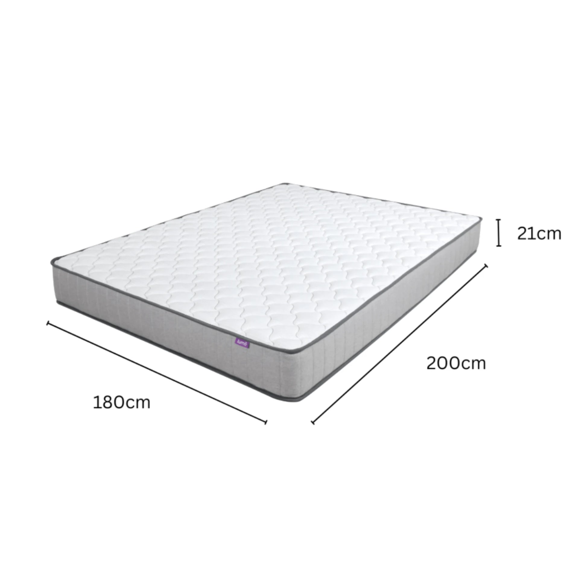 Lumo Comfort Hybrid Mattress, Medium Firm, White, Grey