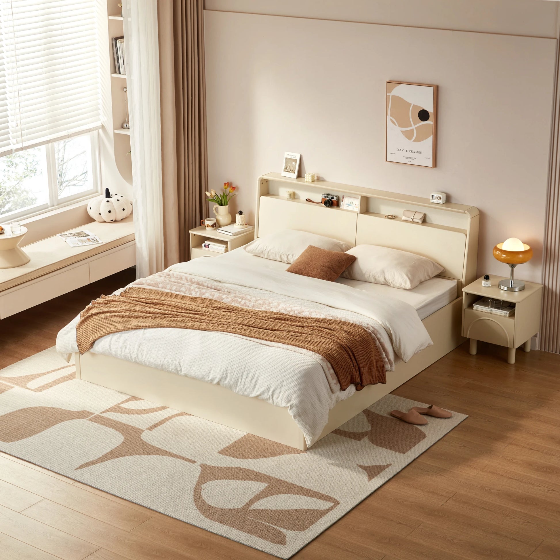 Linspire Aspire Bed Frame With Storage, Creamy White