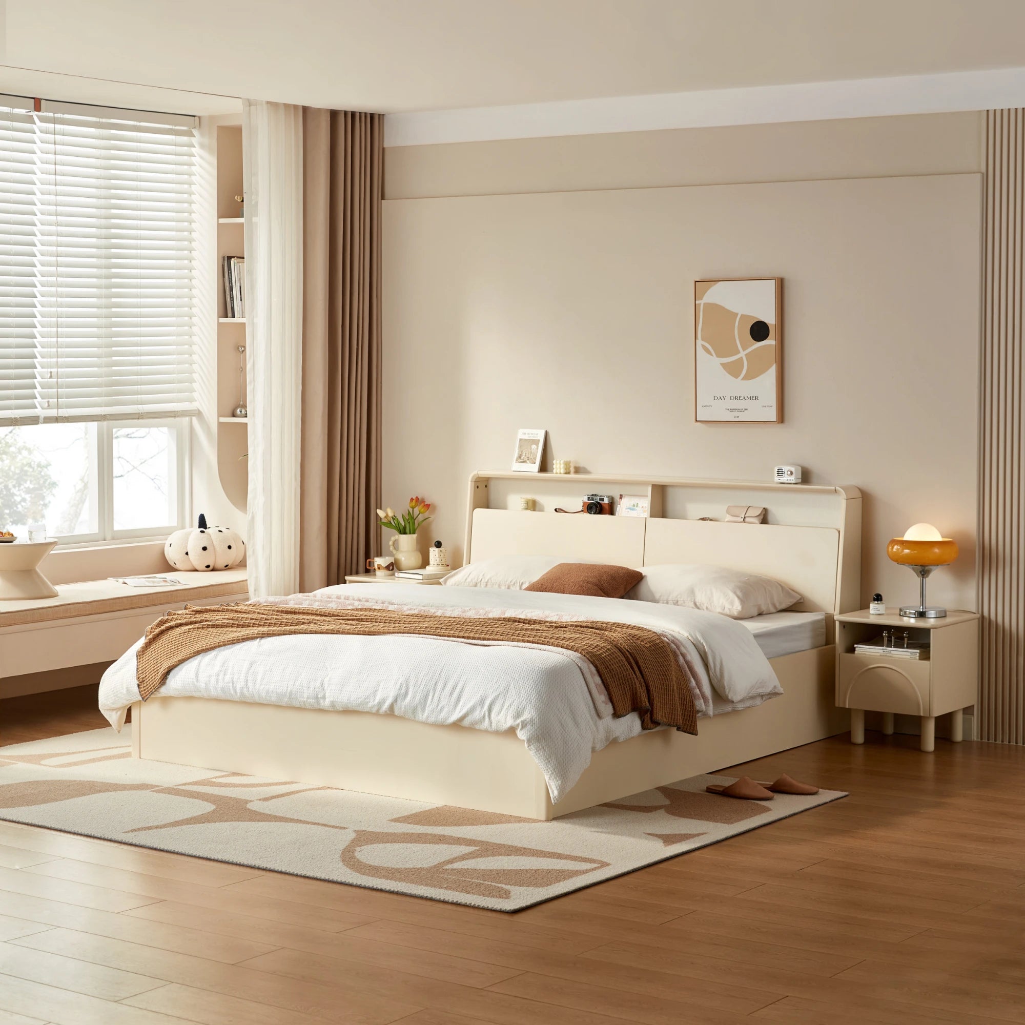 Linspire Aspire Bed Frame With Storage, Creamy White