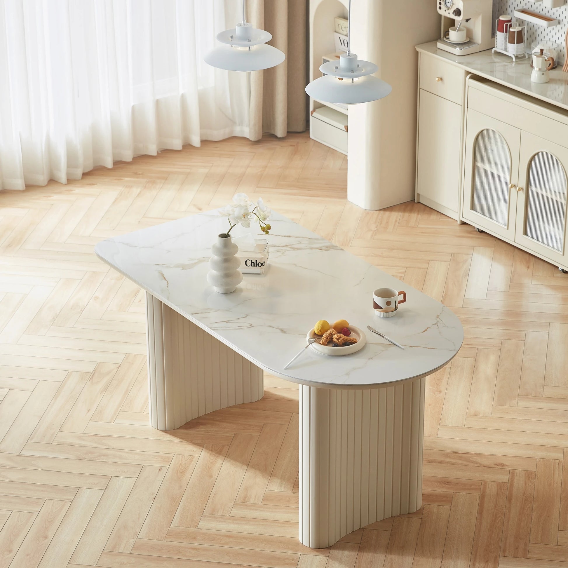 Linspire Spire Dining Table With Sintered Stone Top, White