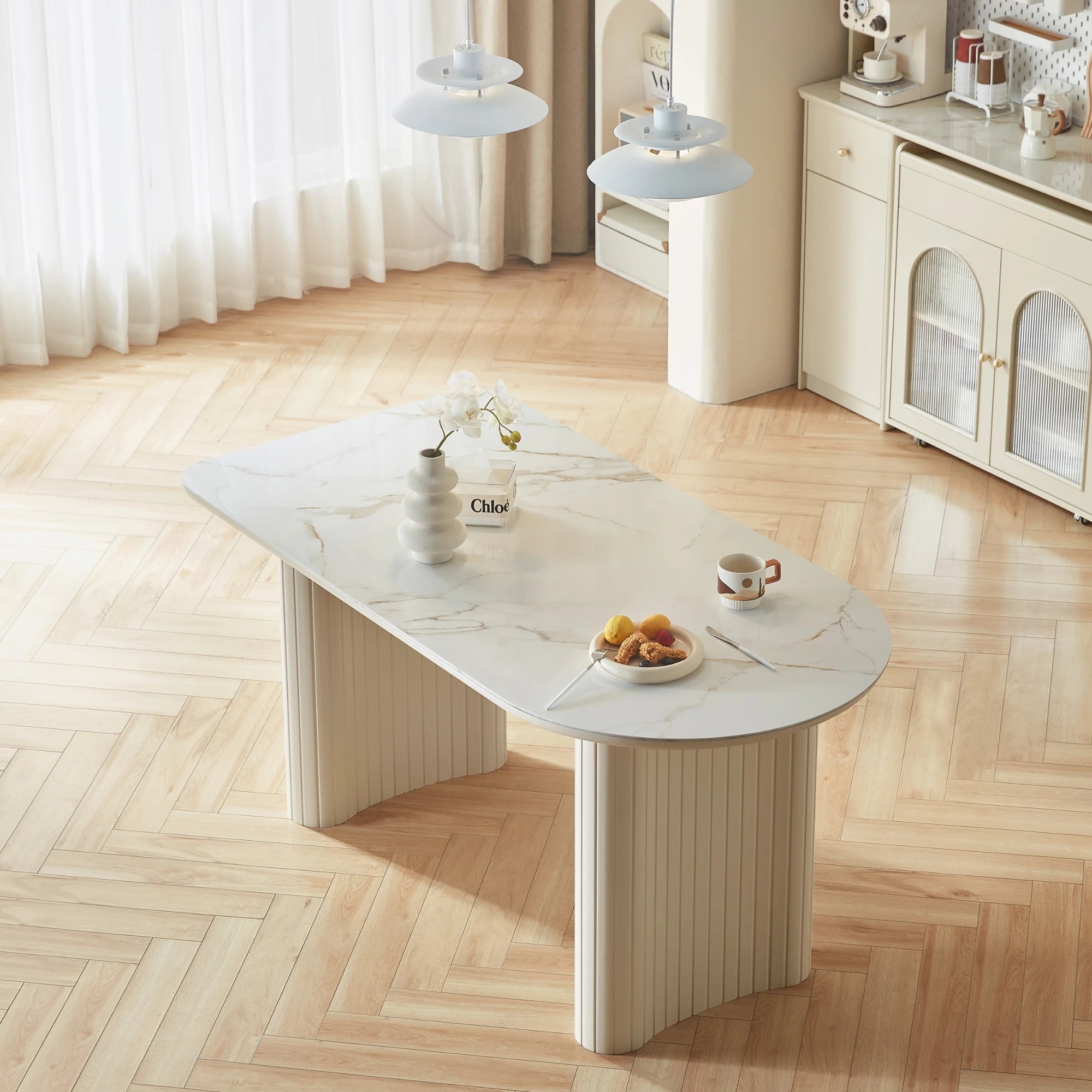 Linspire Spire Dining Table With Sintered Stone Top, White