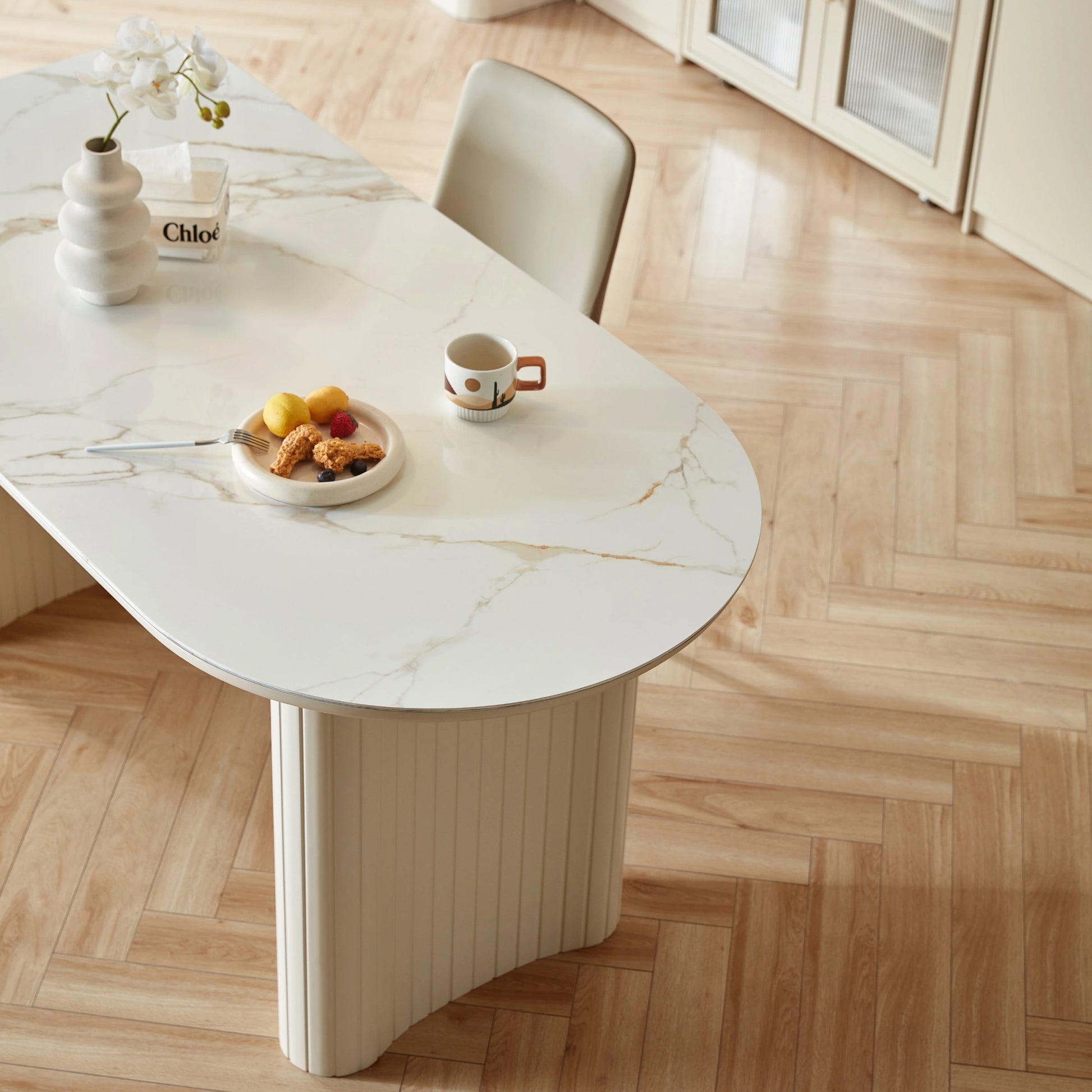 Linspire Spire Dining Table With Sintered Stone Top, White