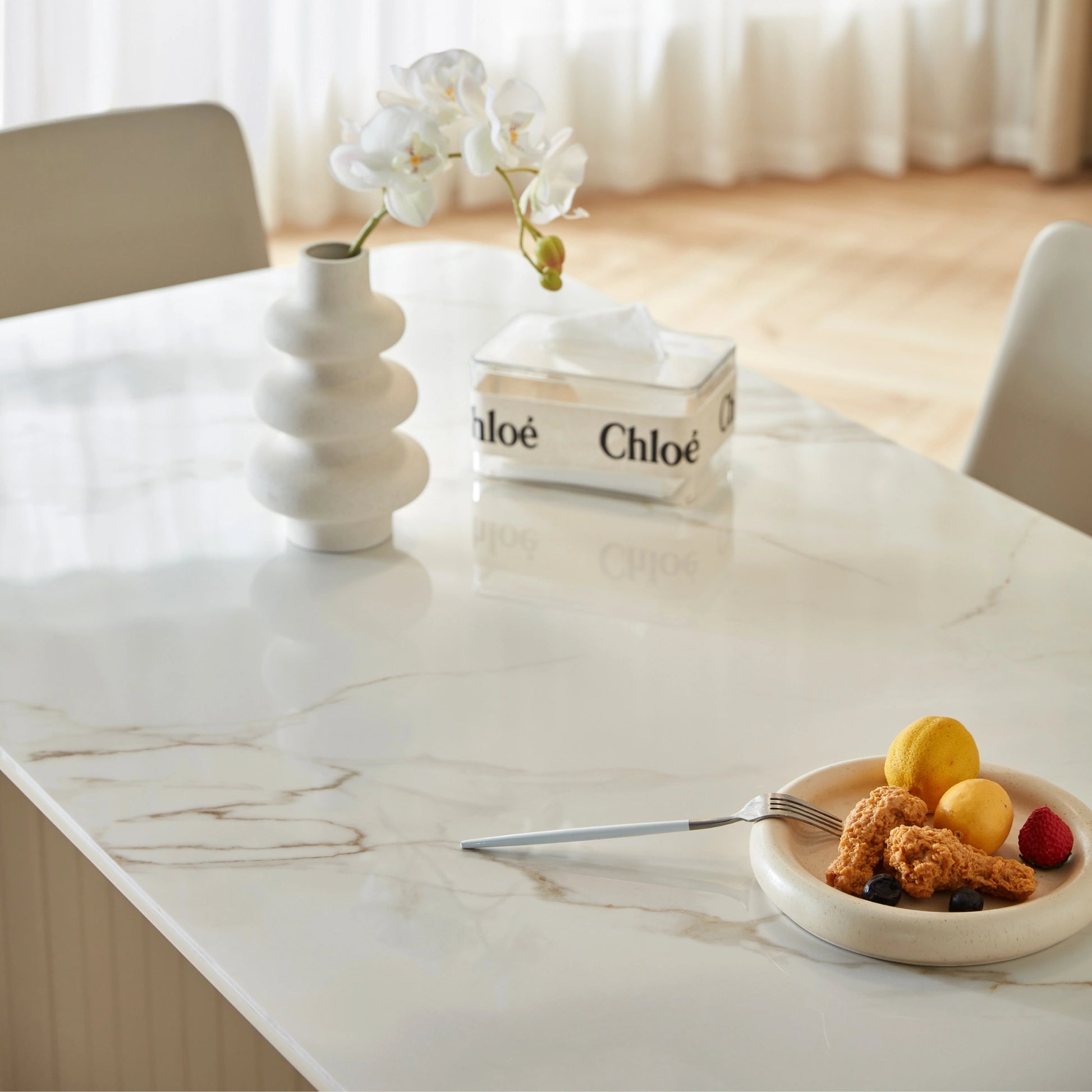 Linspire Spire Dining Table With Sintered Stone Top, White