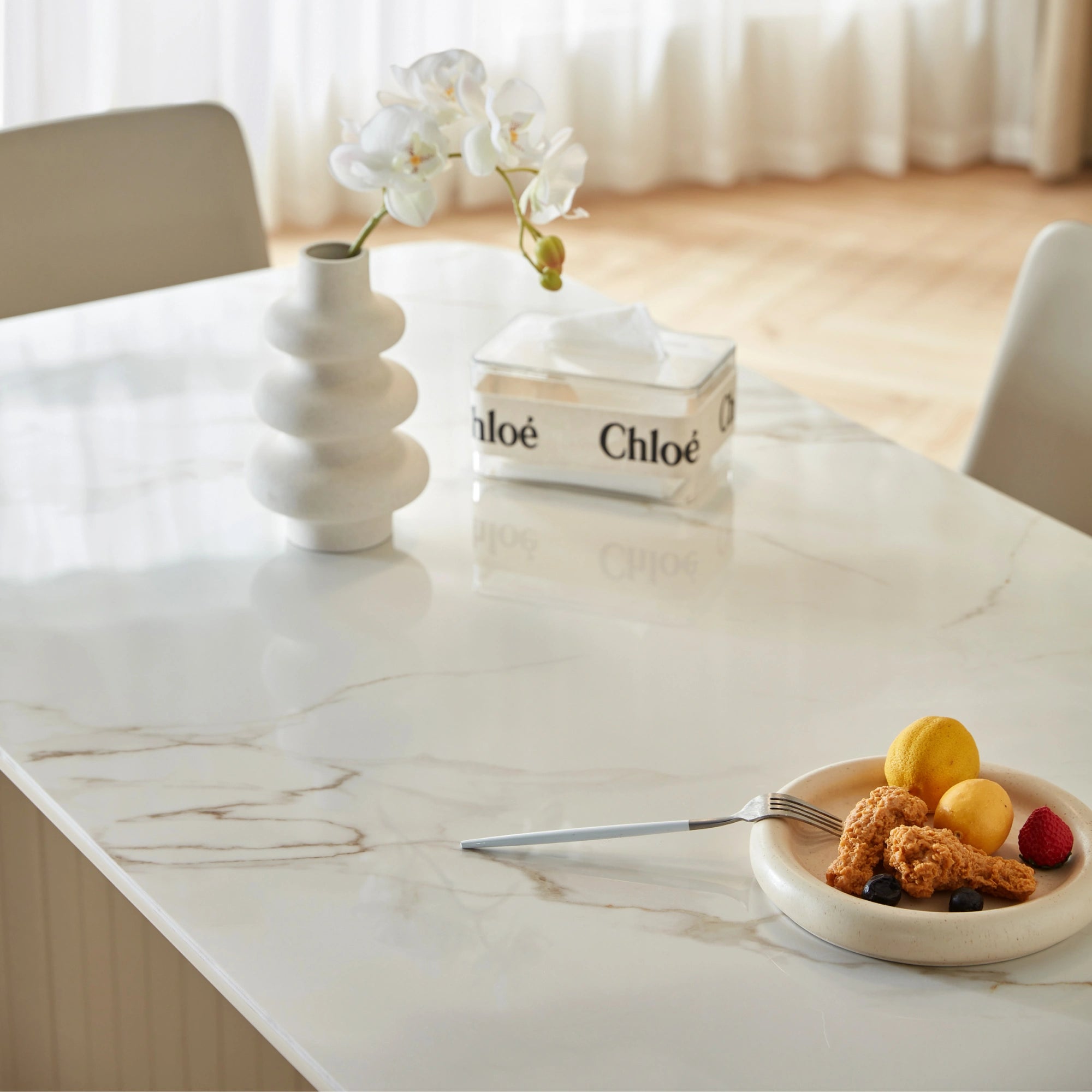 Linspire Spire Dining Table With Sintered Stone Top, White