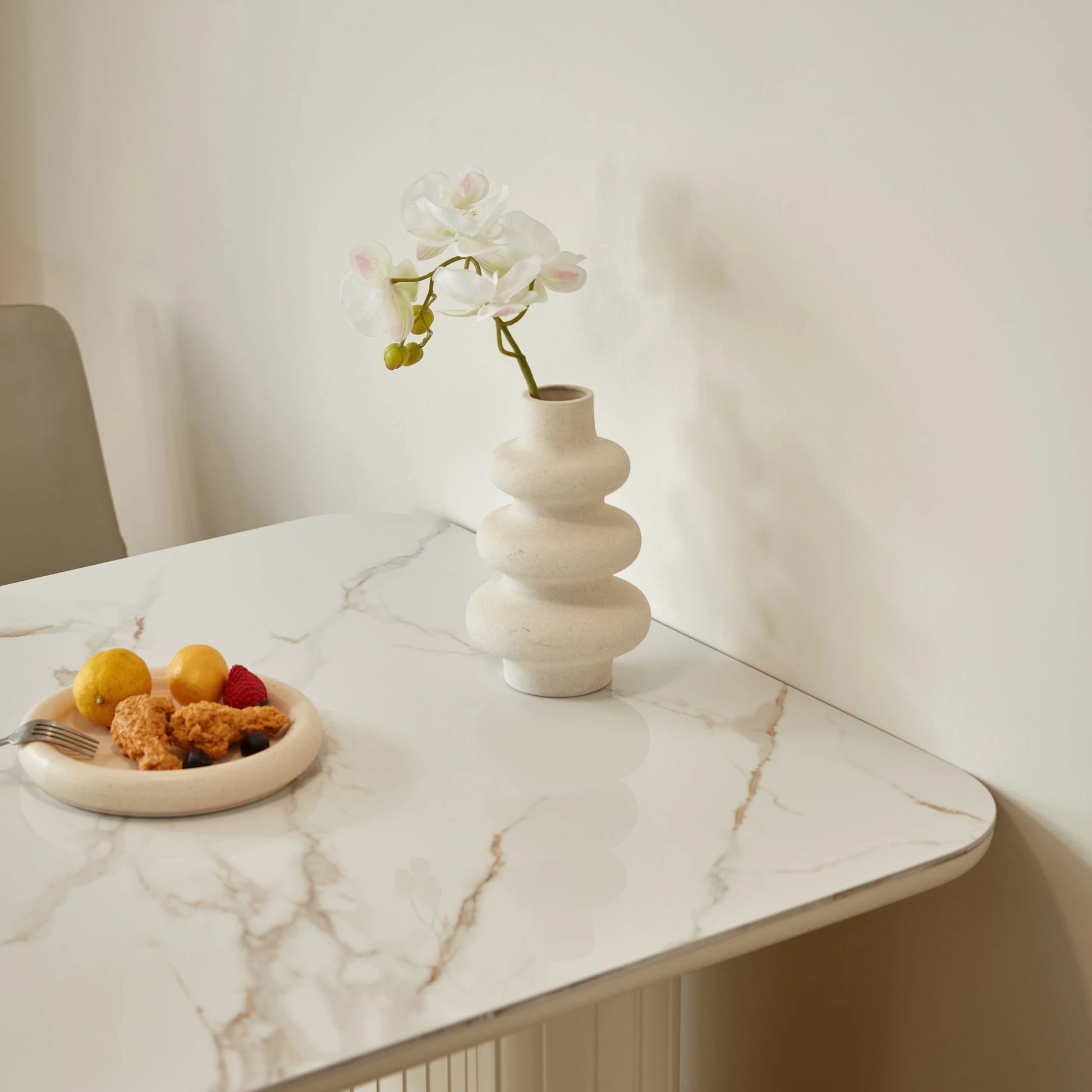 Linspire Spire Dining Table With Sintered Stone Top, White