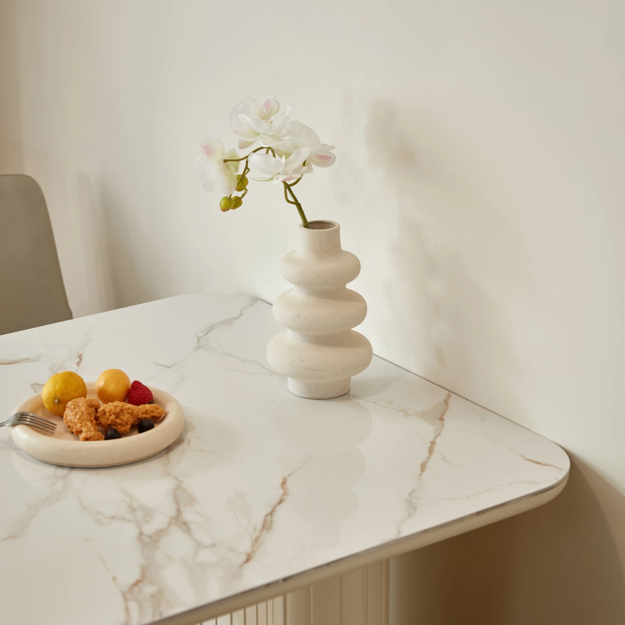 Linspire Spire Dining Table With Sintered Stone Top, White