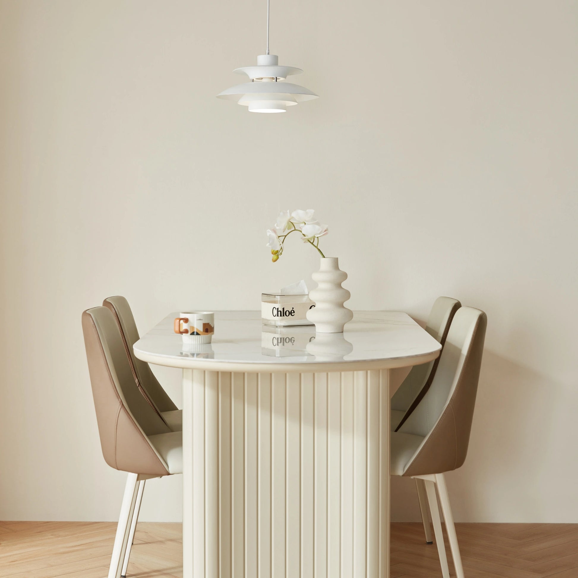 Linspire Spire Dining Table With Sintered Stone Top, White