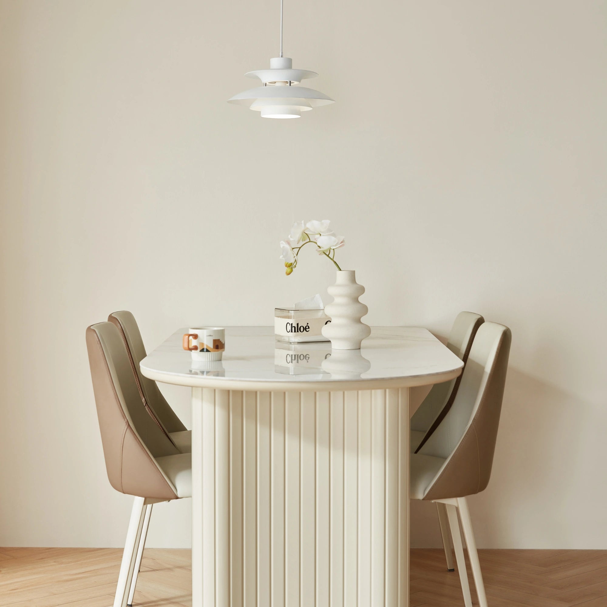 Linspire Spire Dining Table With Sintered Stone Top, White