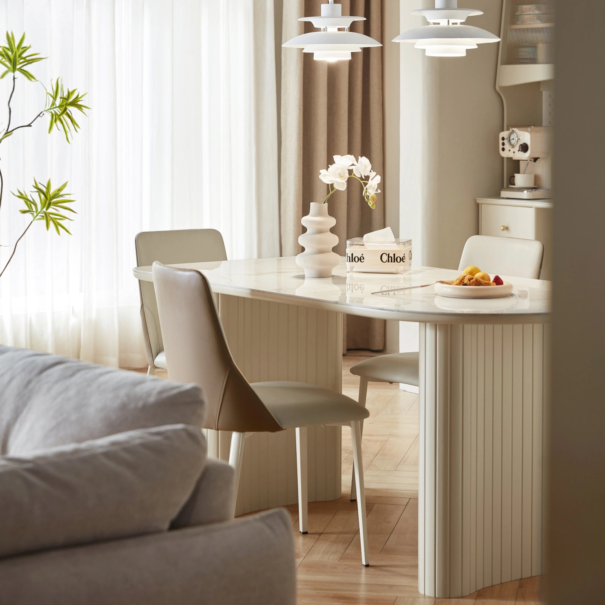 Linspire Spire Dining Table With Sintered Stone Top, White