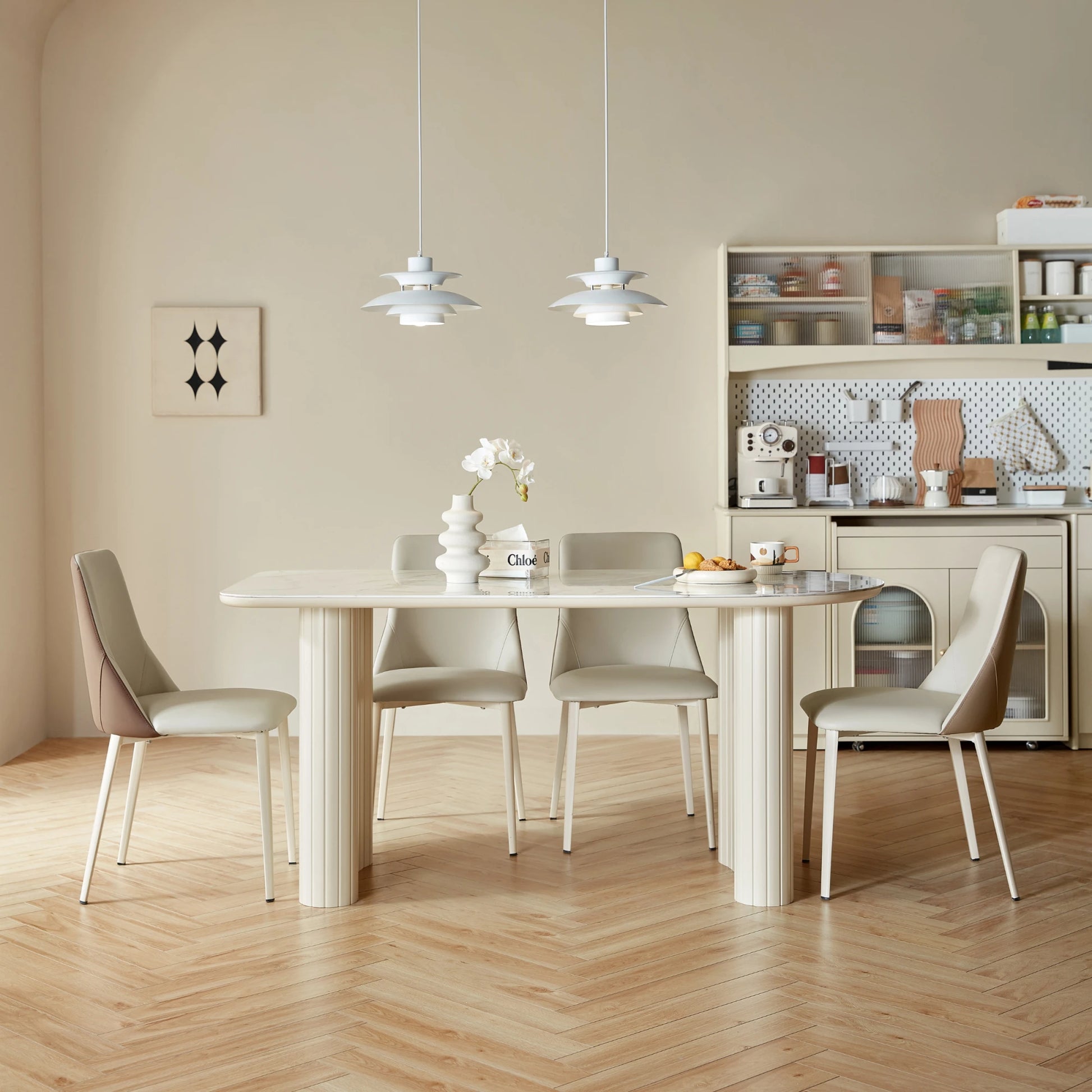 Linspire Spire Dining Table With Sintered Stone Top, White