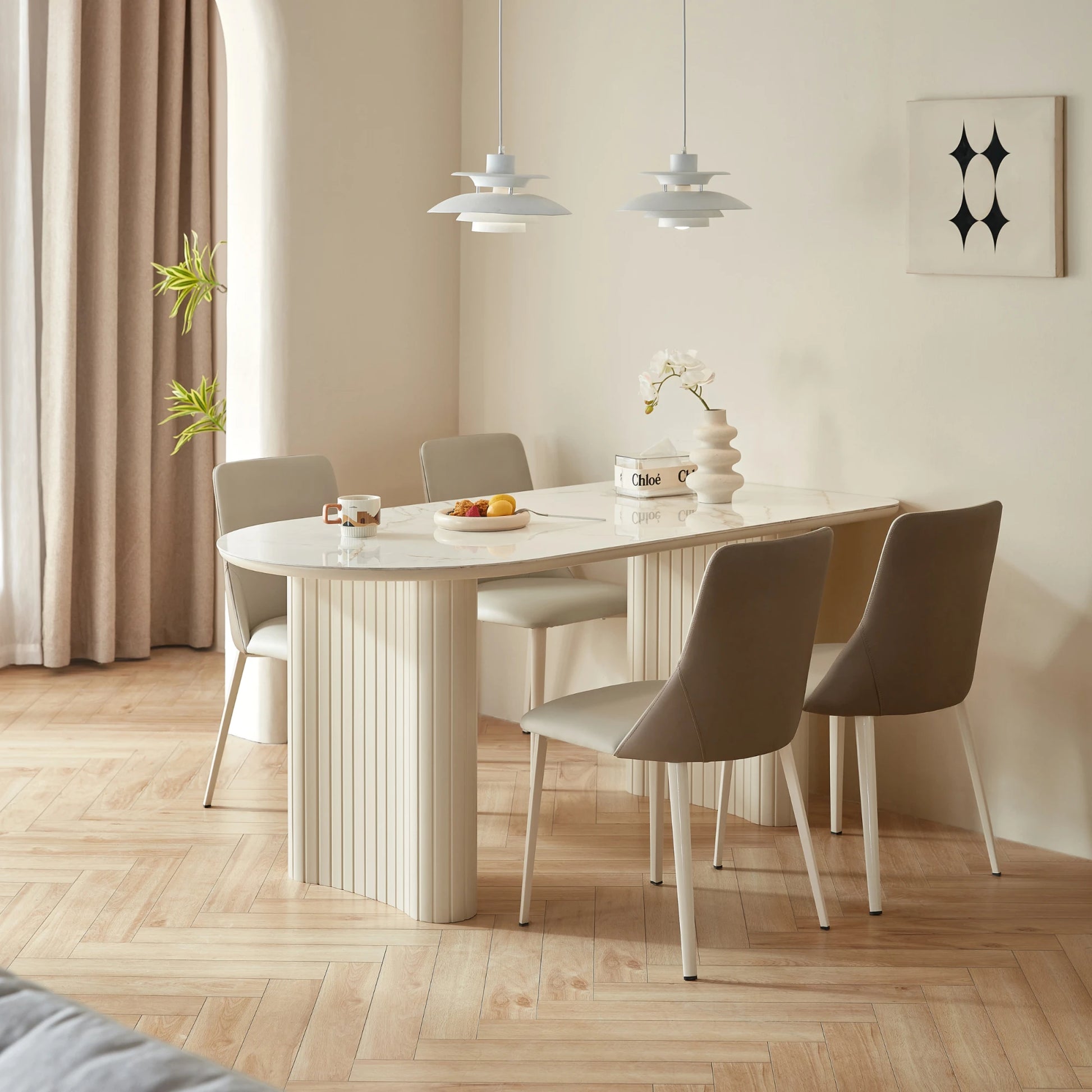 Linspire Spire Dining Table With Sintered Stone Top, White