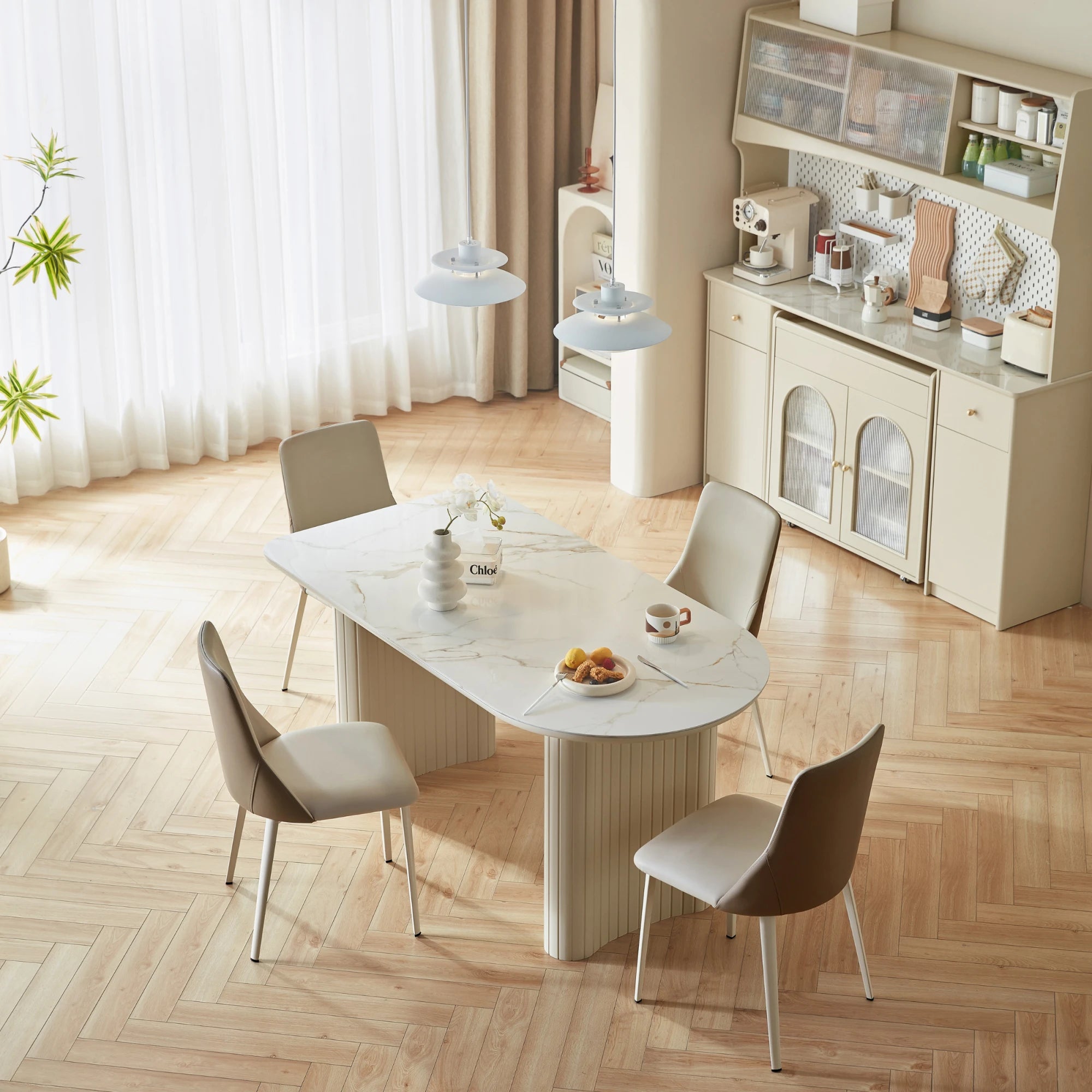 Linspire Spire Dining Table With Sintered Stone Top, White