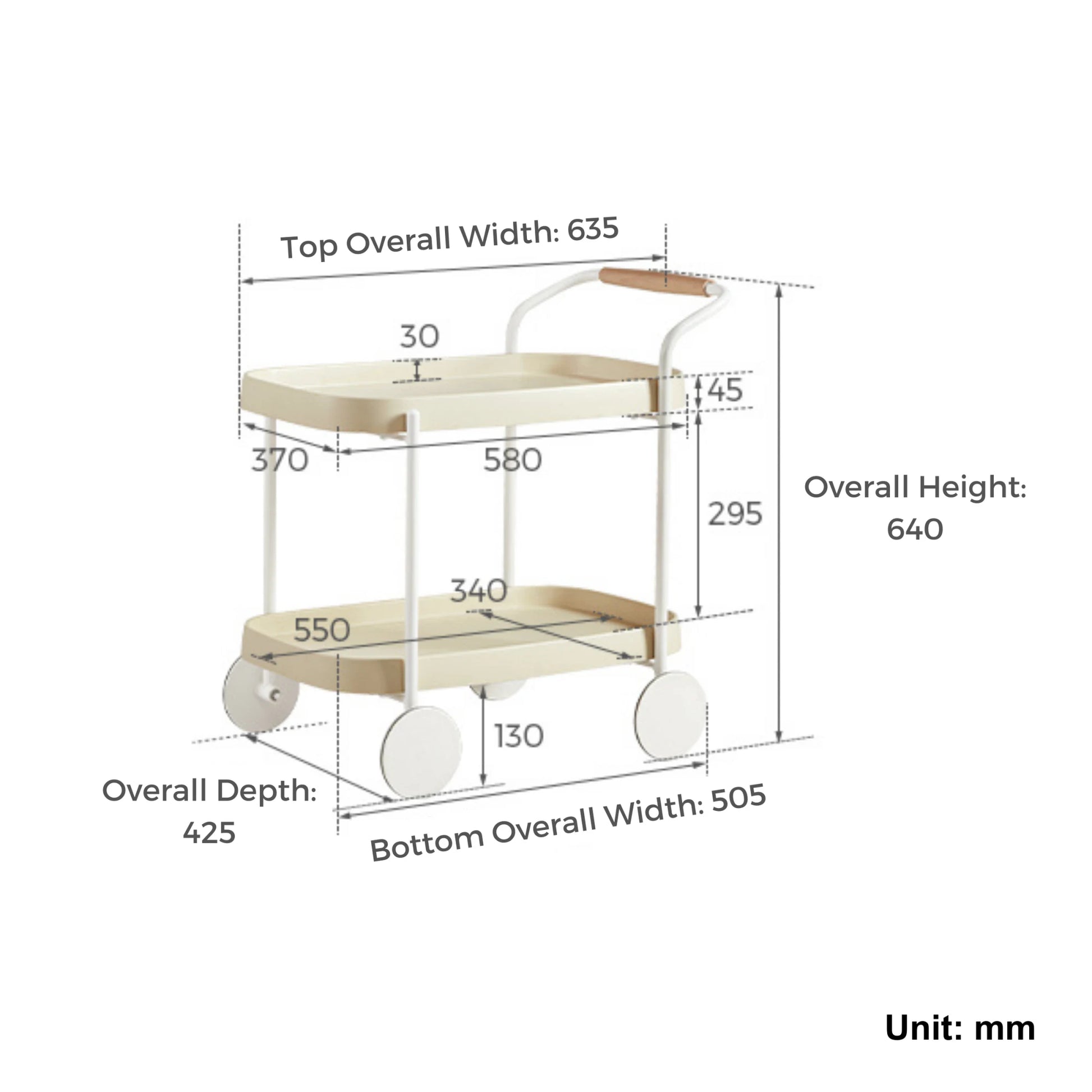 Linspire Strata Storage Trolley, Creamy White