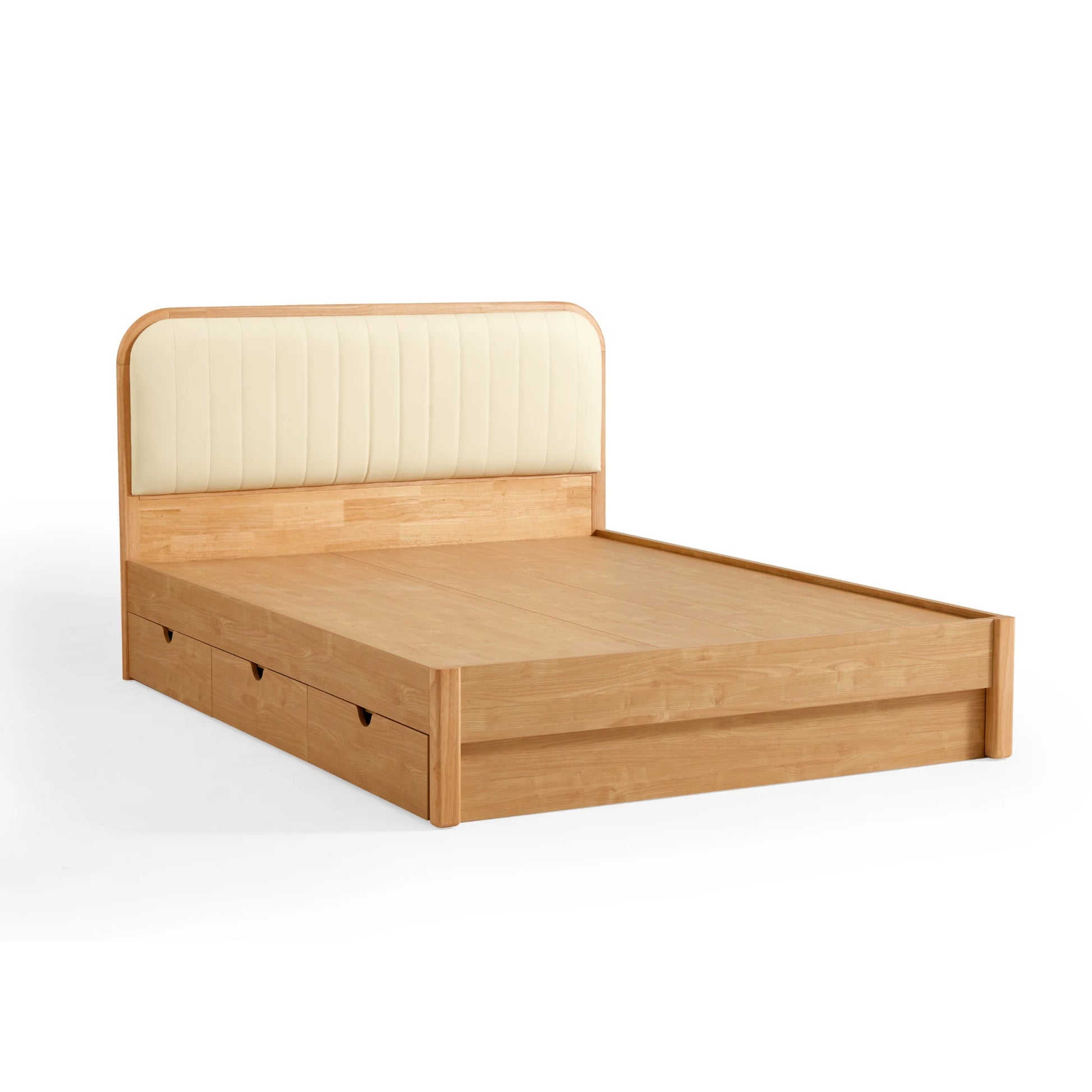 Linspire Sunny Kids Bed Frame with Underbed Drawers, 129x215x107cm, Natural Wood