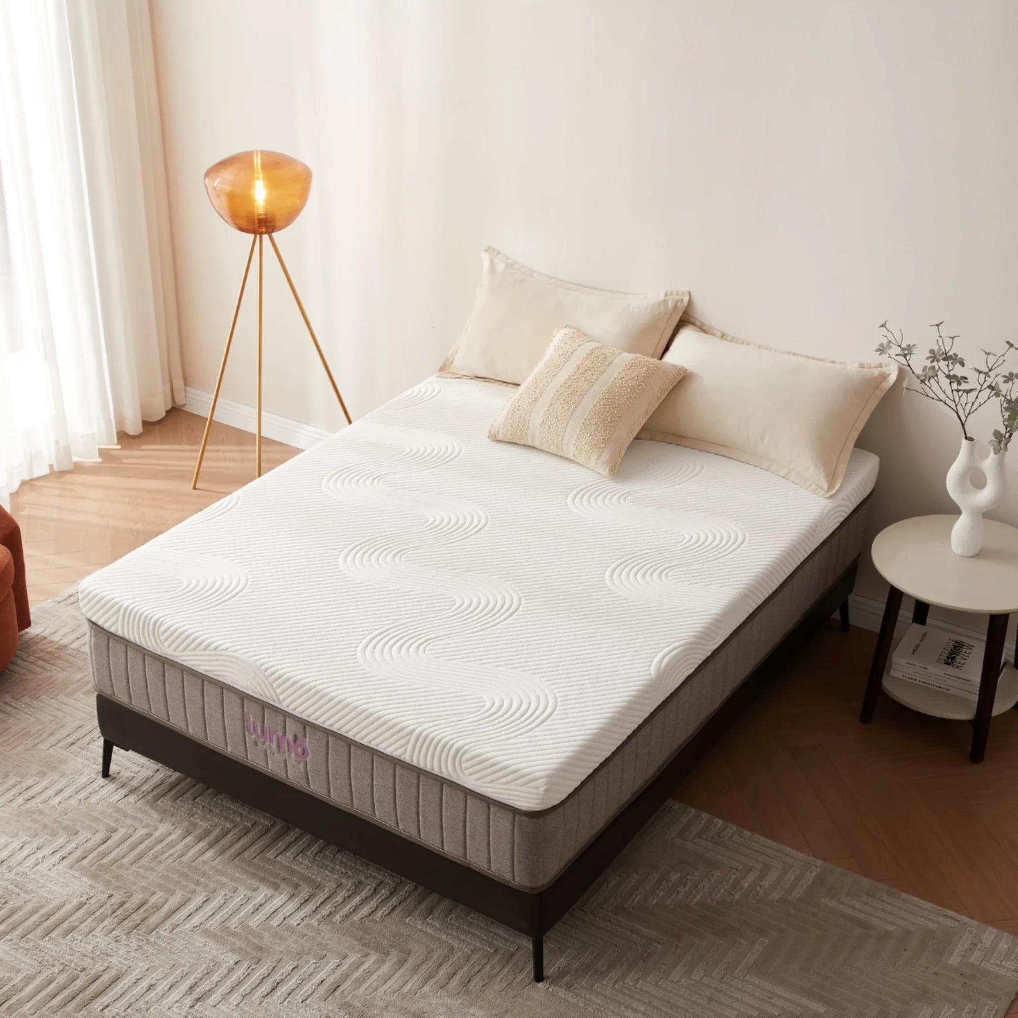 Lumo Cloud Memory Foam Mattress, Adjustable Firmness, White, Grey